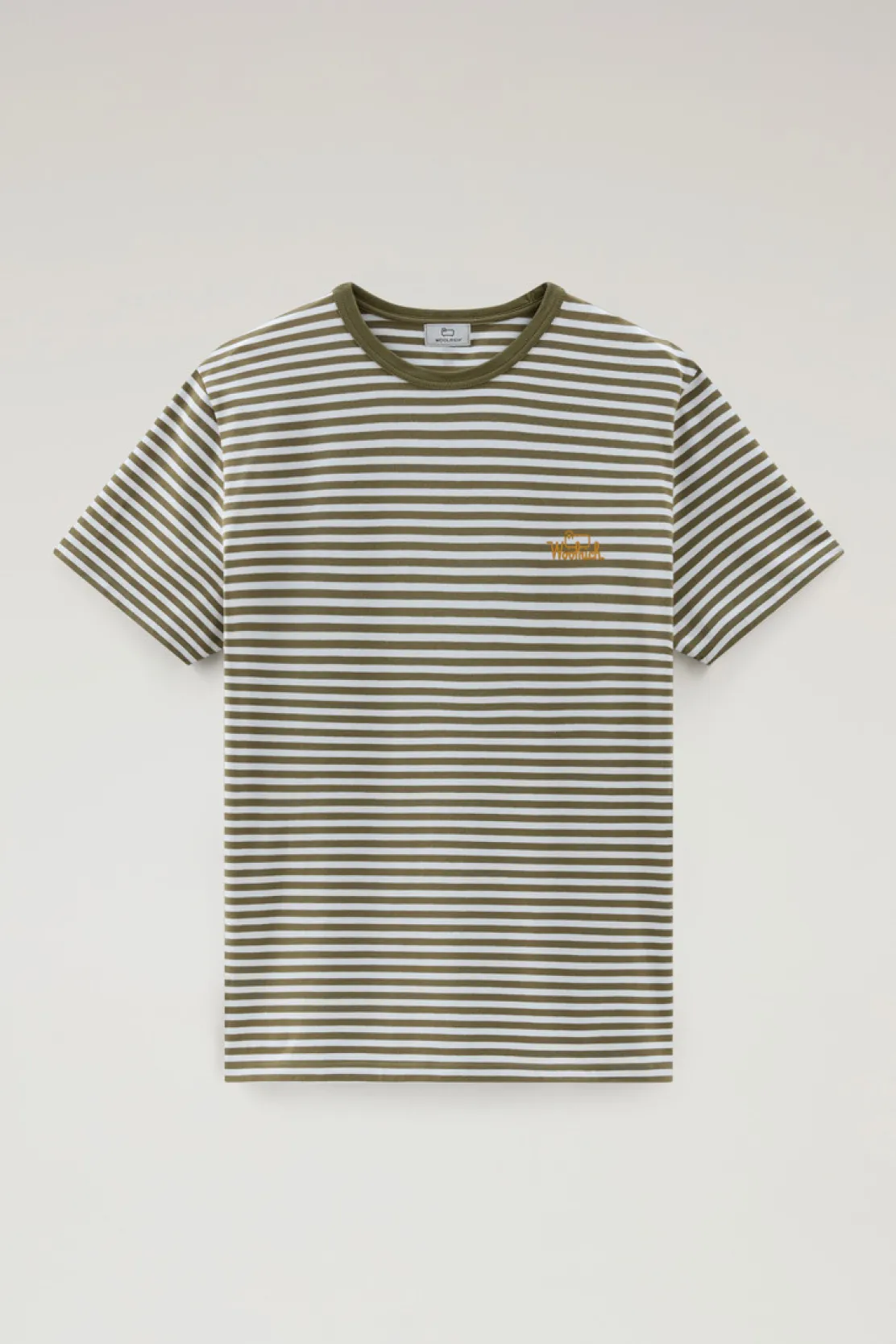 T-shirt>Woolrich T-shirt A Righe In Jersey Di Cotone Elasticizzato Green Stripe