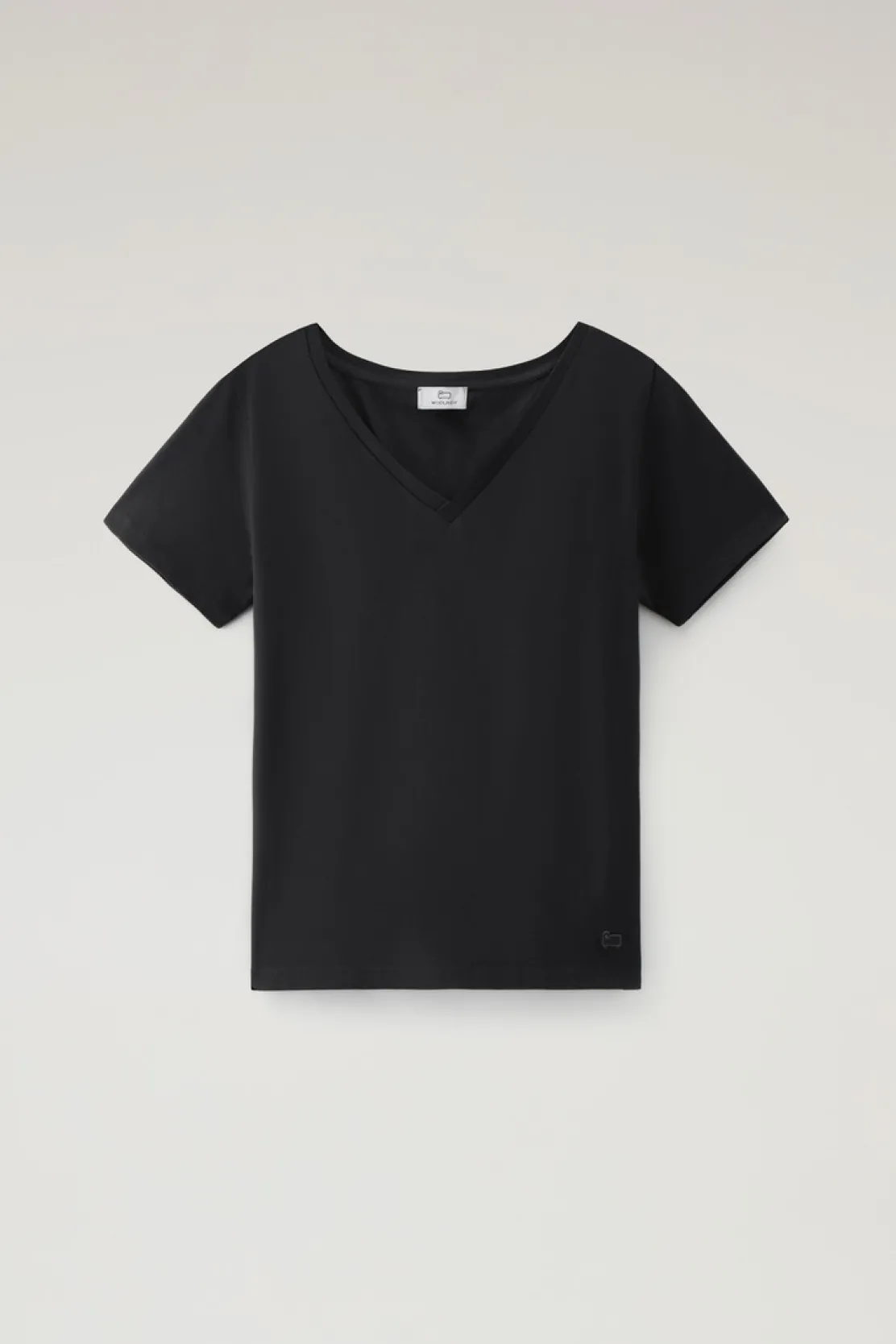 T-shirt e polo>Woolrich T-shirt Con Scollo A V In Puro Cotone Black