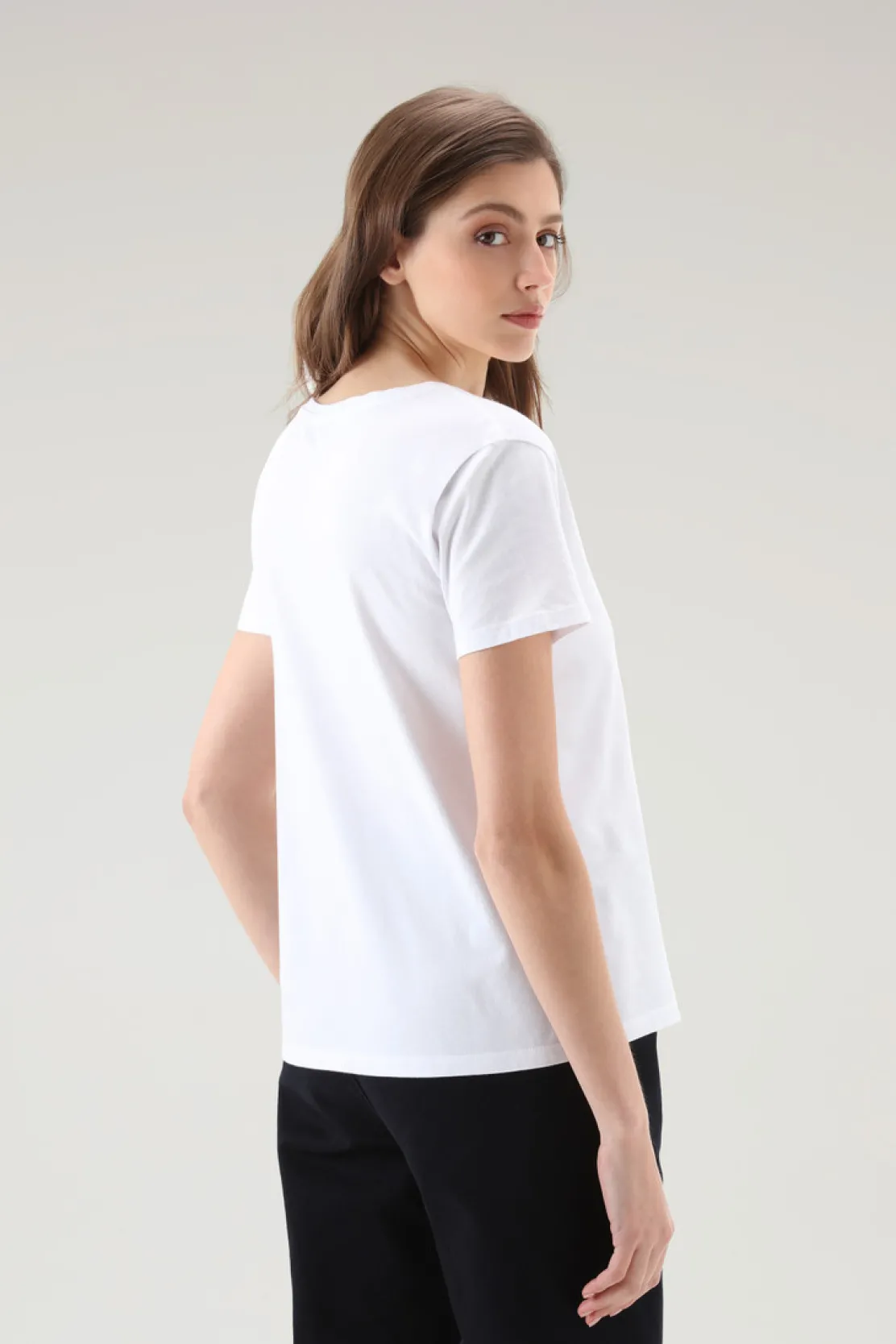 T-shirt e polo>Woolrich T-shirt Con Scollo A V In Puro Cotone Bright White