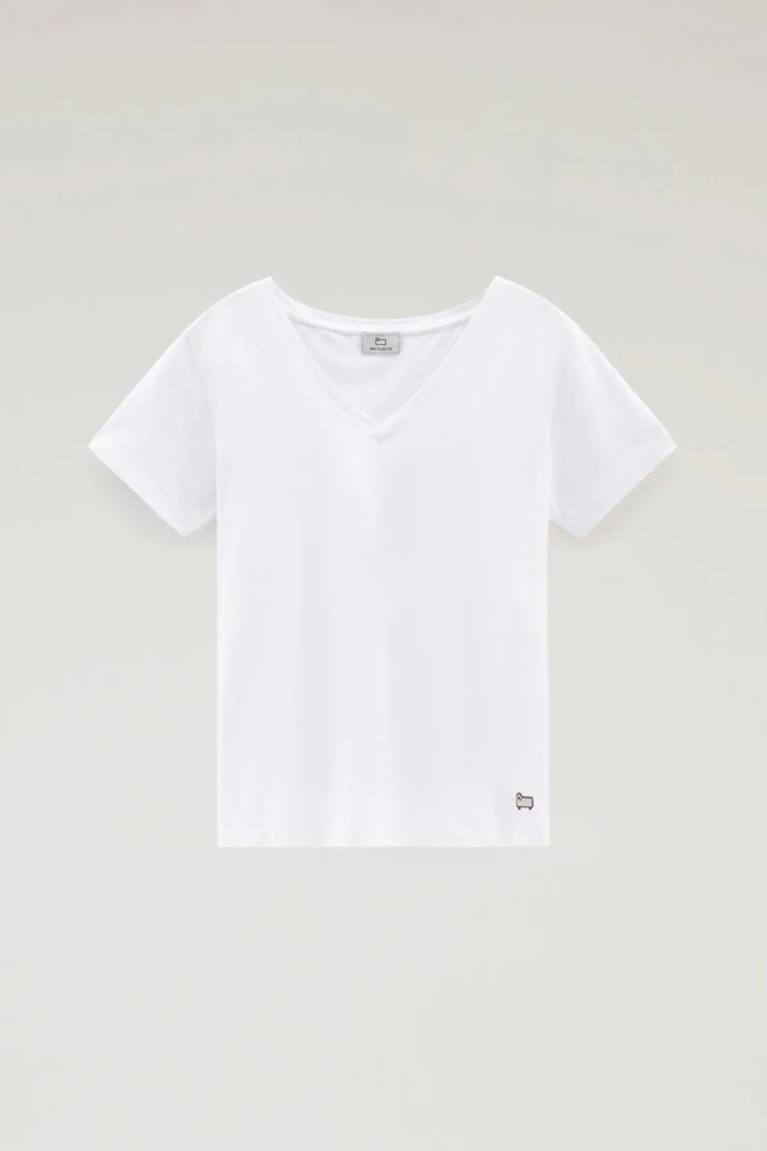 T-shirt e polo>Woolrich T-shirt Con Scollo A V In Puro Cotone Bright White