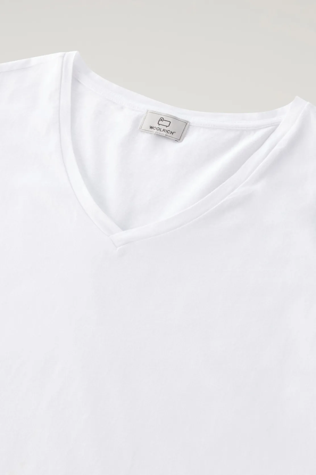 T-shirt e polo>Woolrich T-shirt Con Scollo A V In Puro Cotone Bright White