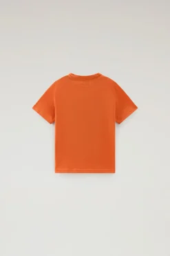Abbigliamento>Woolrich T-shirt Da Bambino In Puro Cotone Con Stampa Grafica Koi