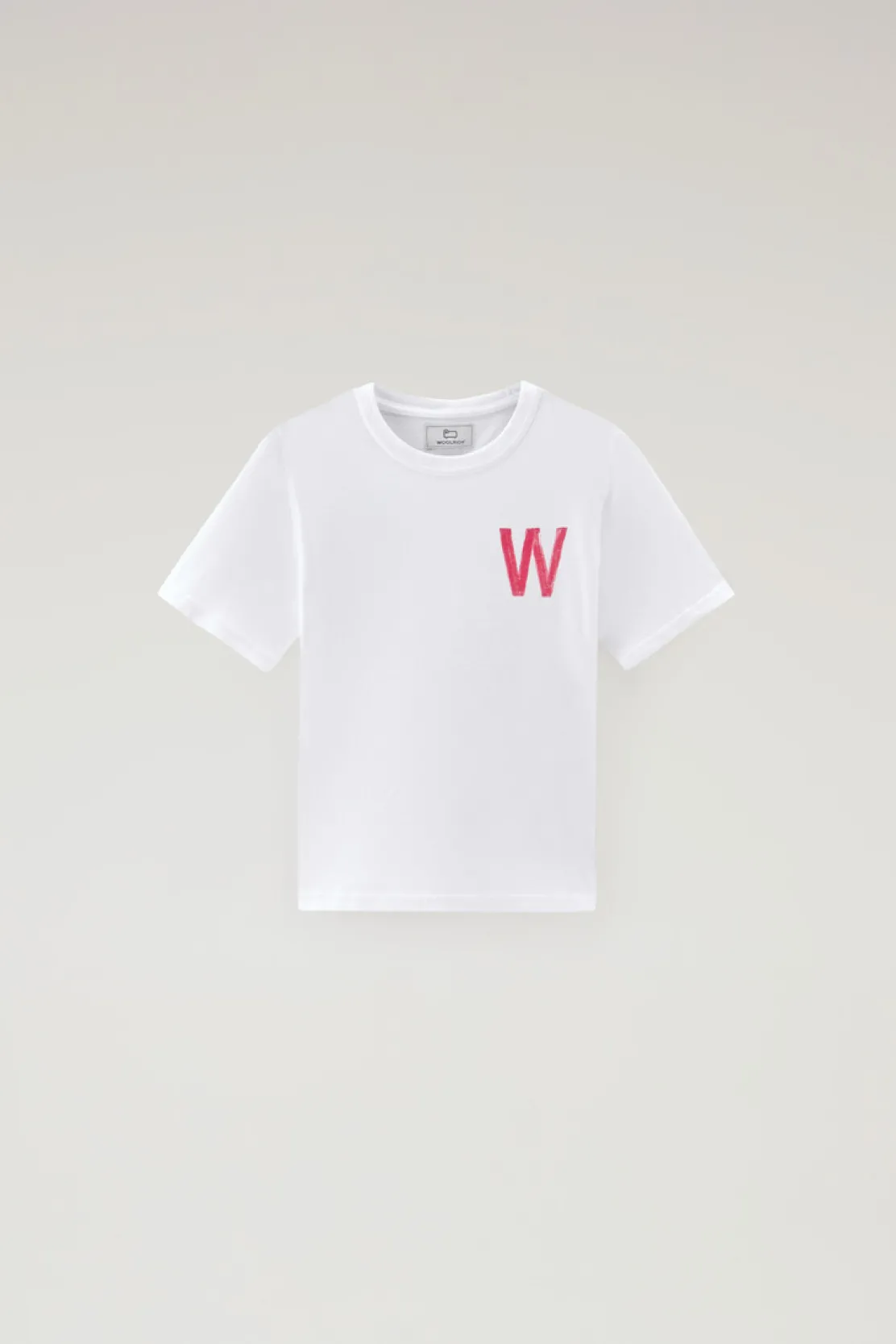 Abbigliamento>Woolrich T-shirt Da Bambino In Puro Cotone Con Stampa Bright White
