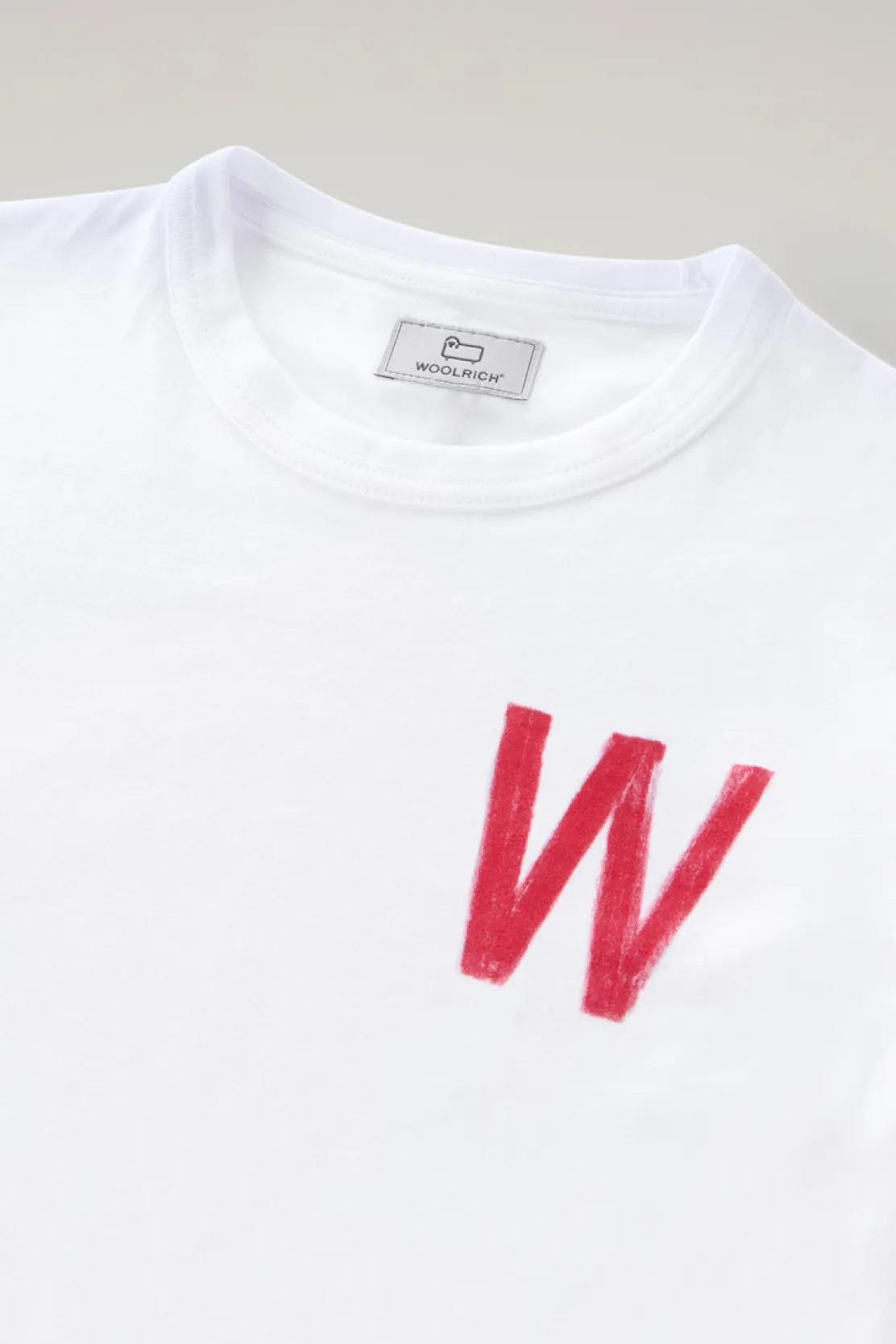 Abbigliamento>Woolrich T-shirt Da Bambino In Puro Cotone Con Stampa Bright White