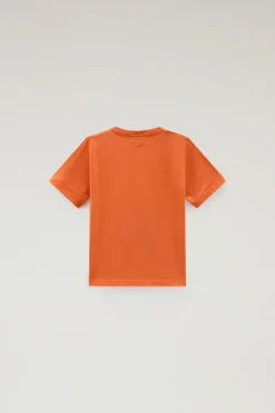 Abbigliamento>Woolrich T-shirt Da Bambino In Puro Cotone Con Ricamo Koi