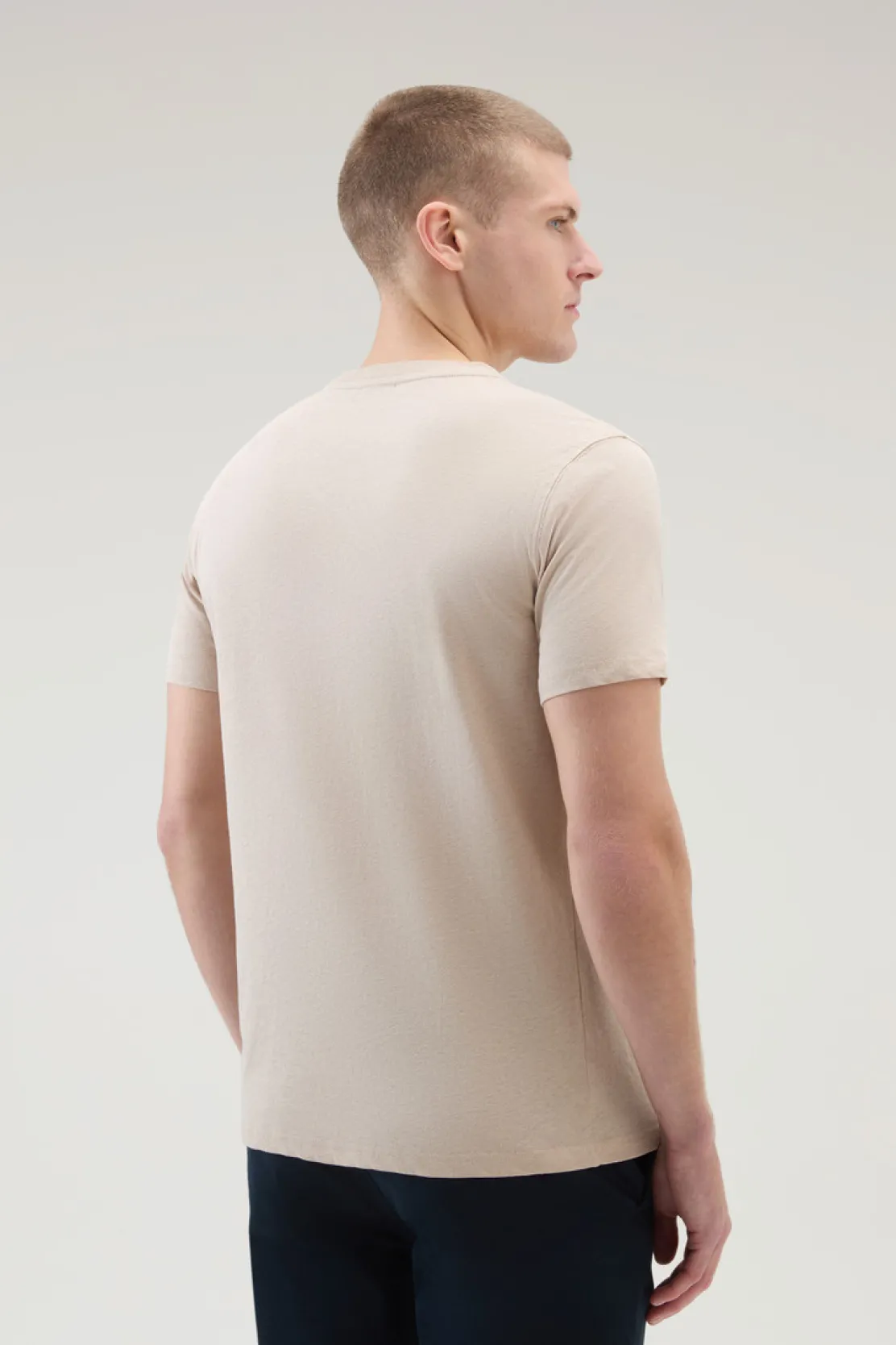 T-shirt>Woolrich T-shirt Henley In Misto Cotone E Lino Rope