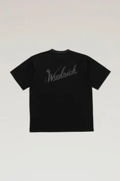 Outdoor Label Designed in Japan|T-shirt>Woolrich T-shirt In COOLMAX Con Stampa Black