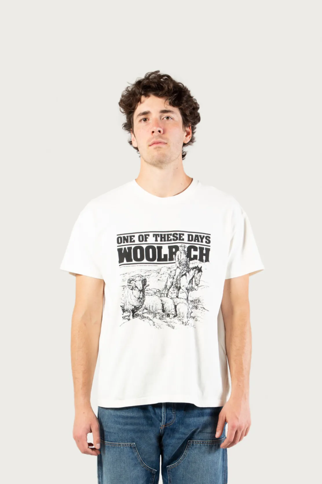 One Of These Days / Woolrich|T-shirt>Woolrich T-shirt In Puro Cotone - One Of These Days / Bone