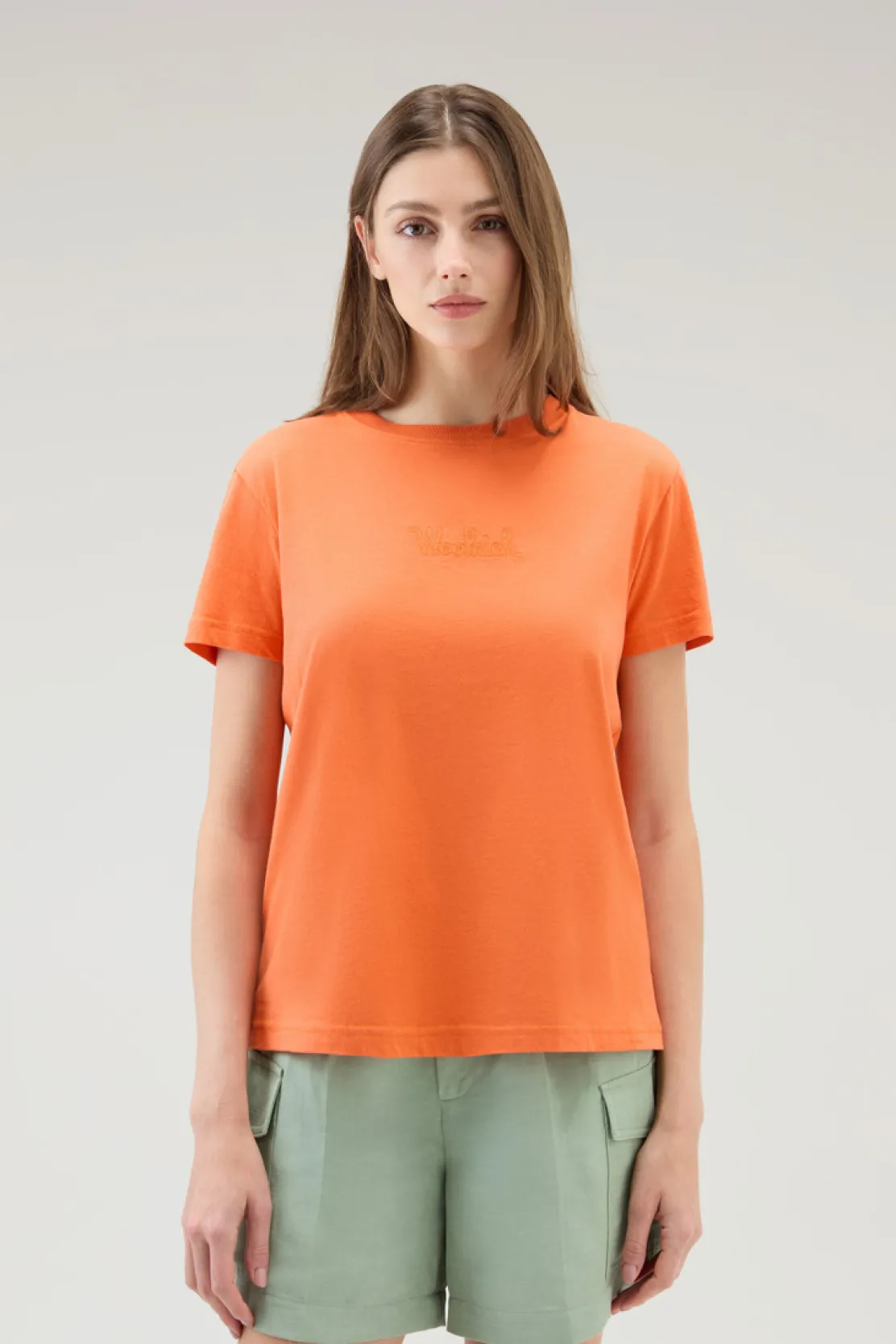 T-shirt e polo>Woolrich T-shirt In Puro Cotone Con Logo Ricamato Koi