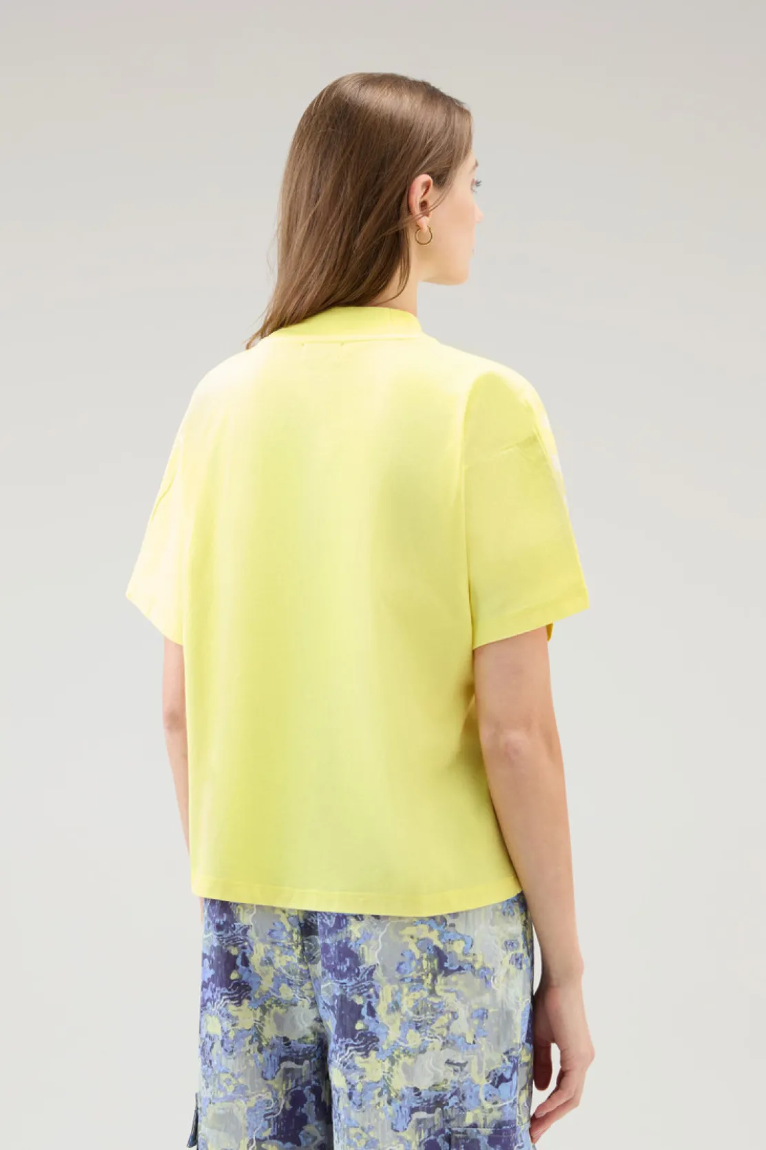 T-shirt e polo>Woolrich T-shirt In Puro Cotone Con Maxi Stampa Sunny Lemon