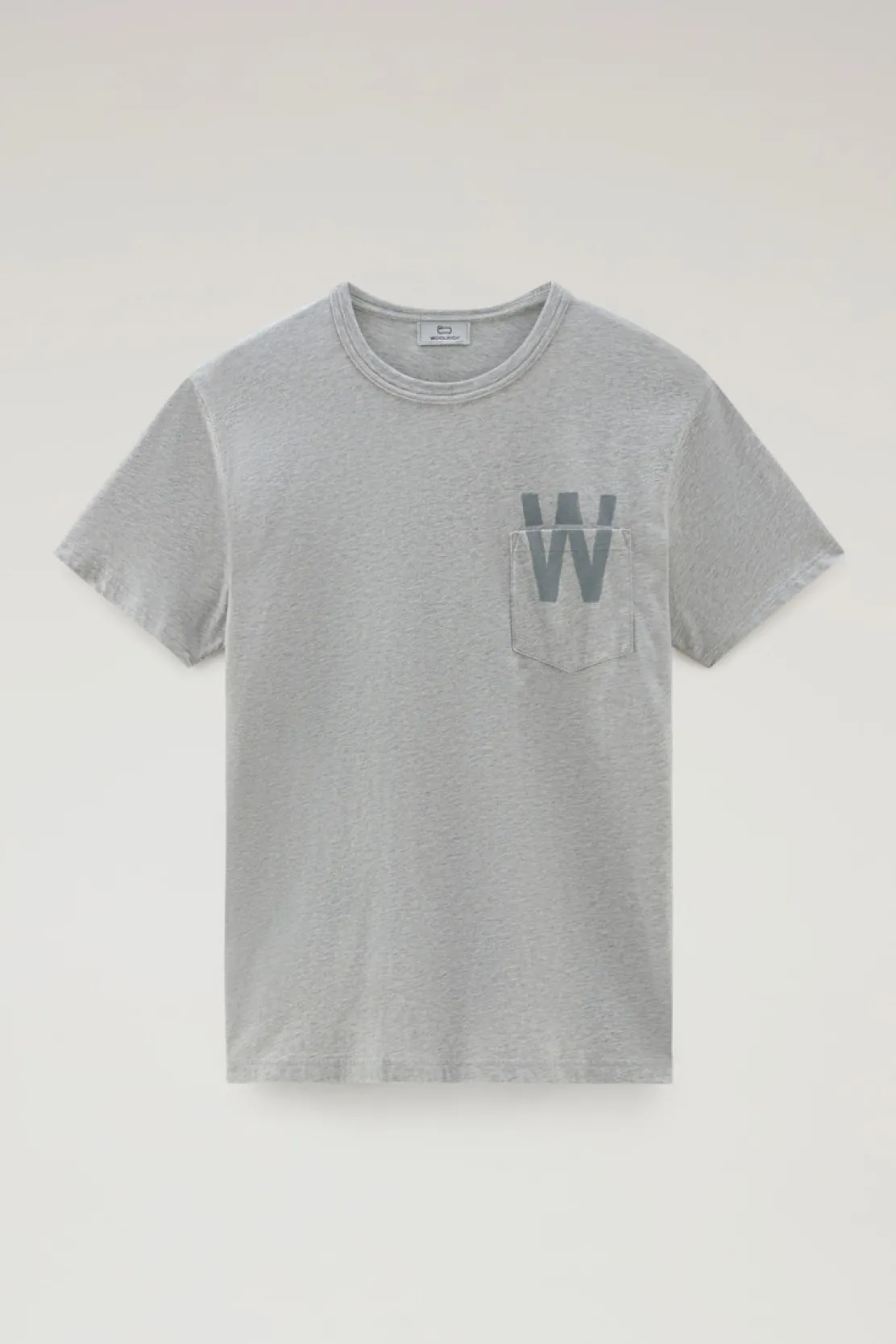 T-shirt>Woolrich T-shirt In Puro Cotone Con Taschino Light Grey Melange