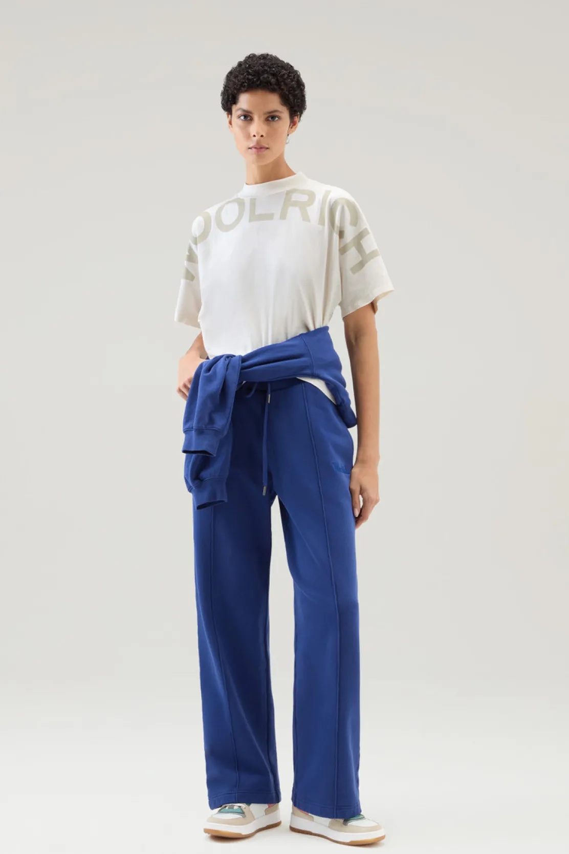 T-shirt e polo>Woolrich T-shirt In Puro Cotone Con Maxi Stampa Plaster White