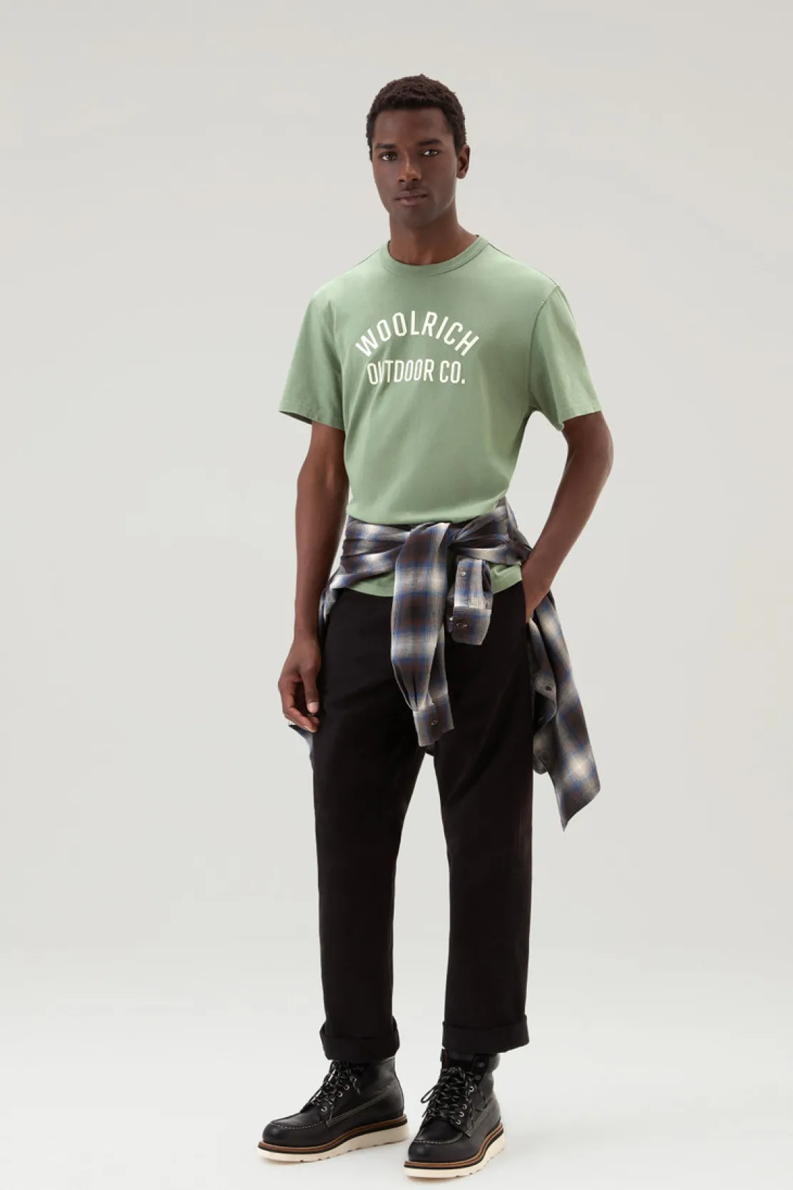 T-shirt>Woolrich T-shirt In Puro Cotone Con Scritta Tundra Grey
