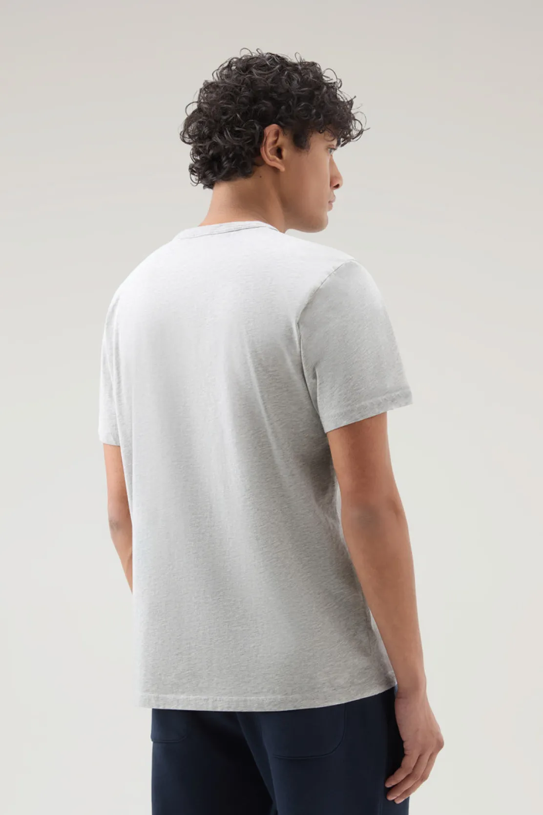 T-shirt>Woolrich T-shirt In Puro Cotone Con Stampa Outermates Light Grey Melange