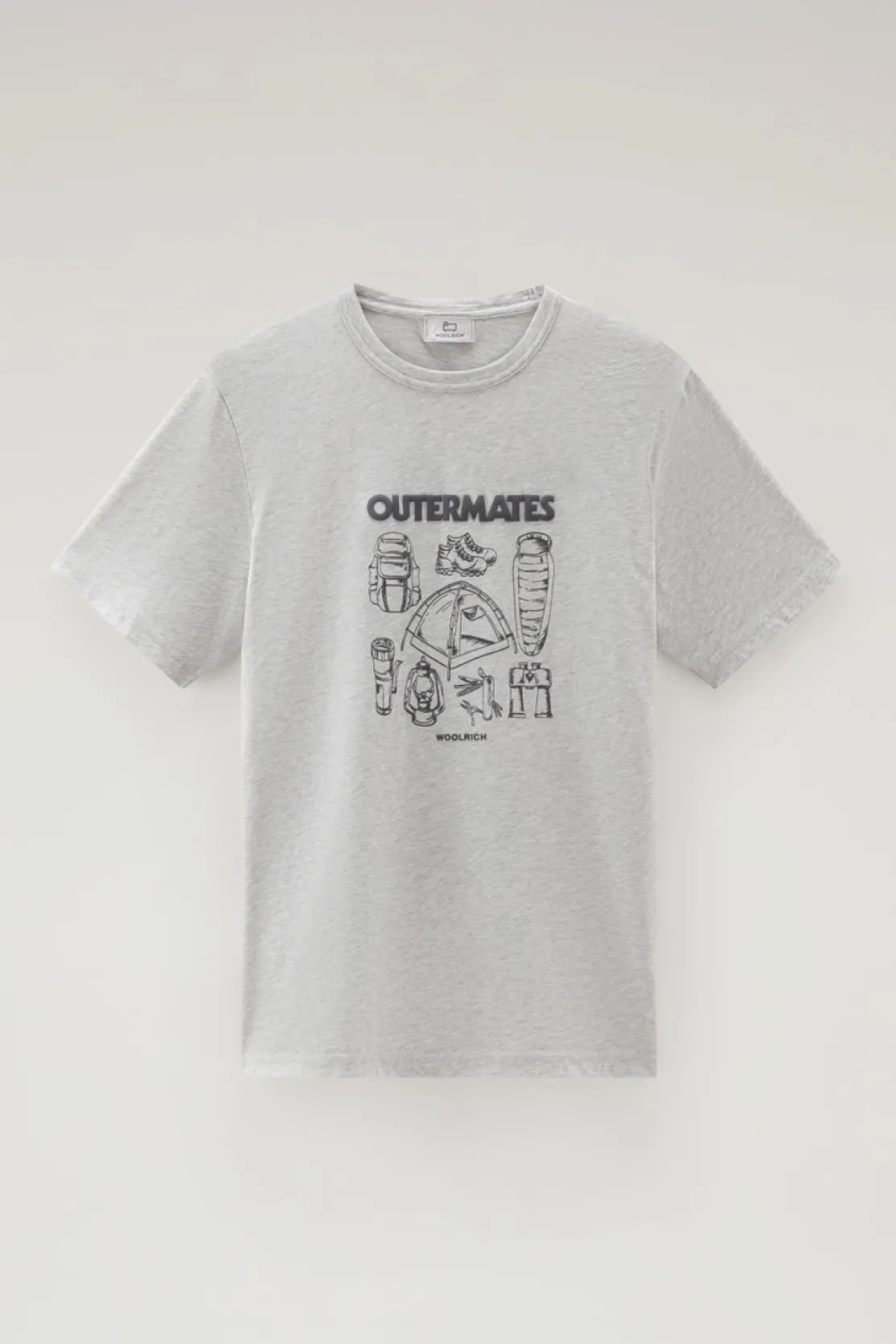T-shirt>Woolrich T-shirt In Puro Cotone Con Stampa Outermates Light Grey Melange