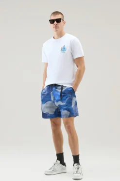 T-shirt>Woolrich T-shirt In Puro Cotone Con Stampa Grafica Bright White