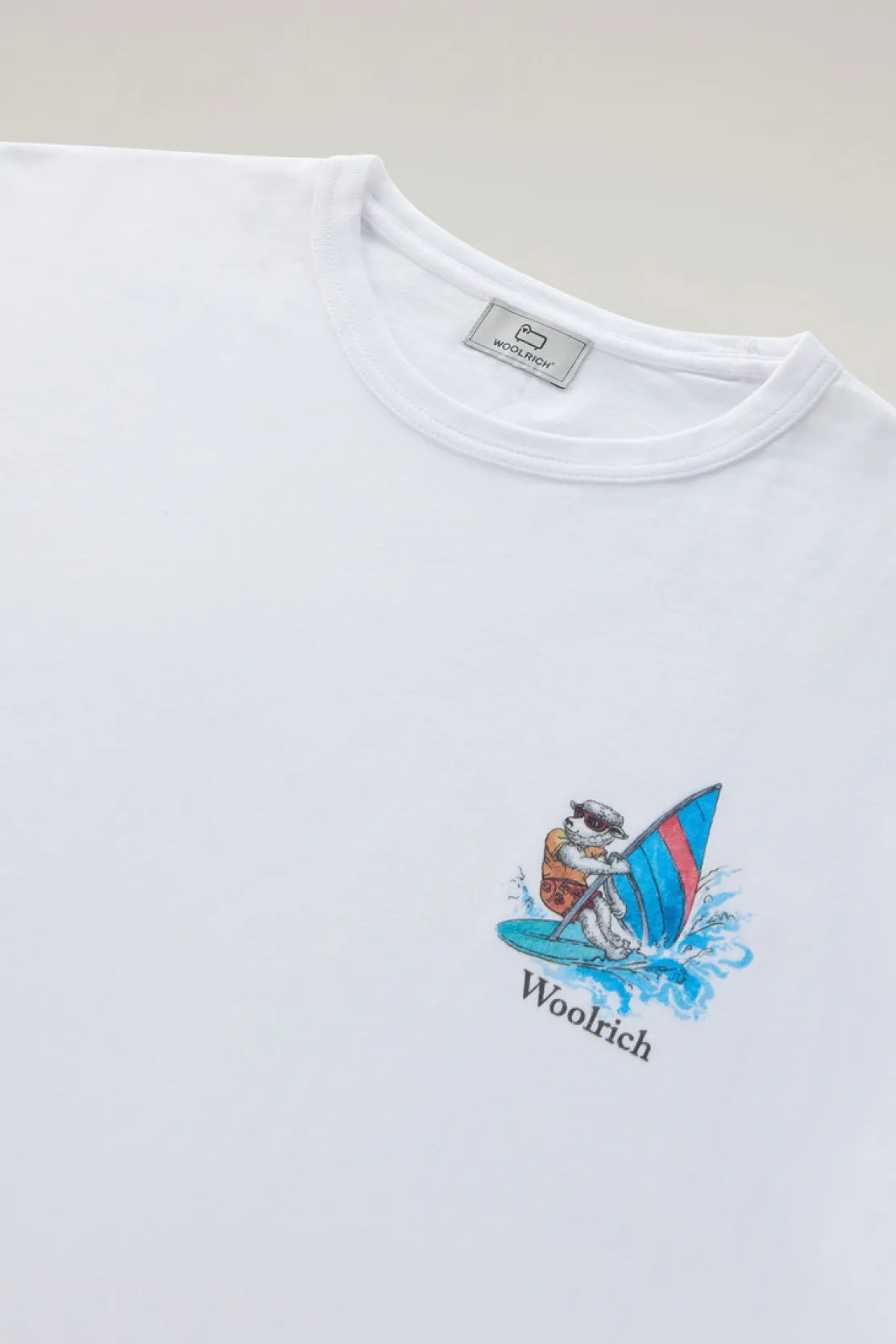 T-shirt>Woolrich T-shirt In Puro Cotone Con Stampa Grafica Bright White