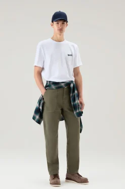 T-shirt>Woolrich T-shirt In Puro Cotone Con Grafica Western Sul Retro Bright White