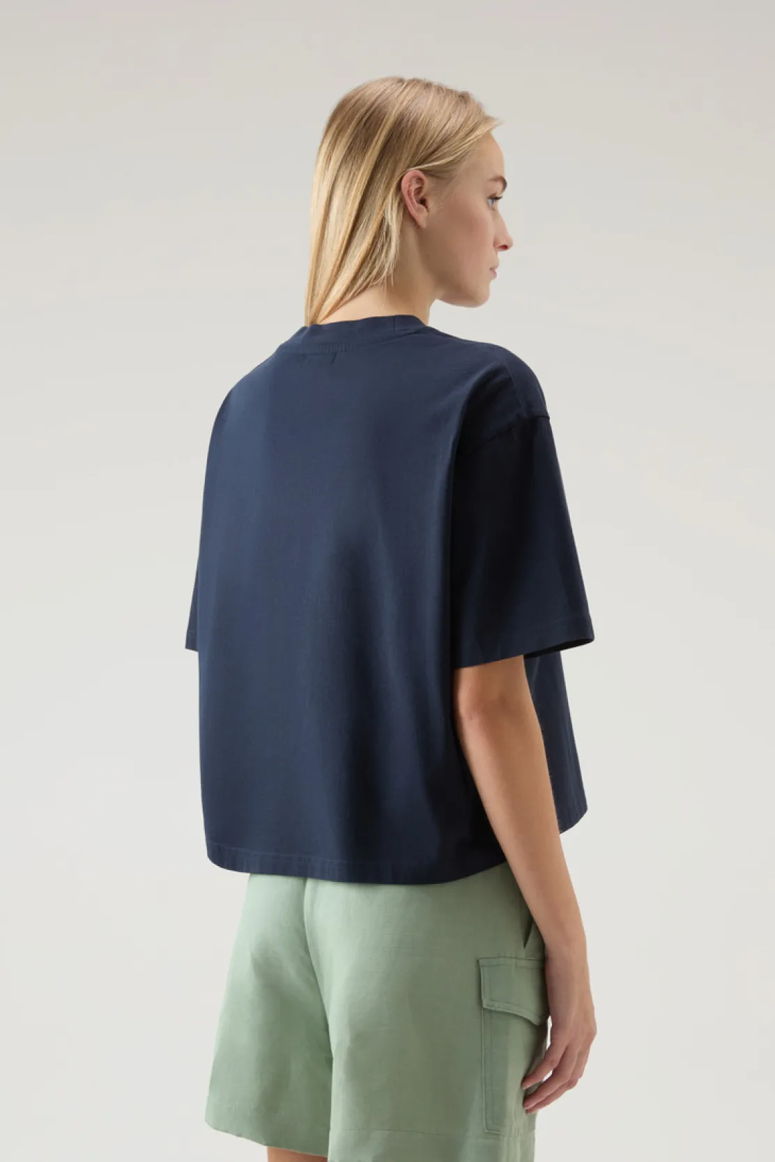 T-shirt e polo>Woolrich T-shirt In Puro Cotone Con Stampa Grafica Melton Blue