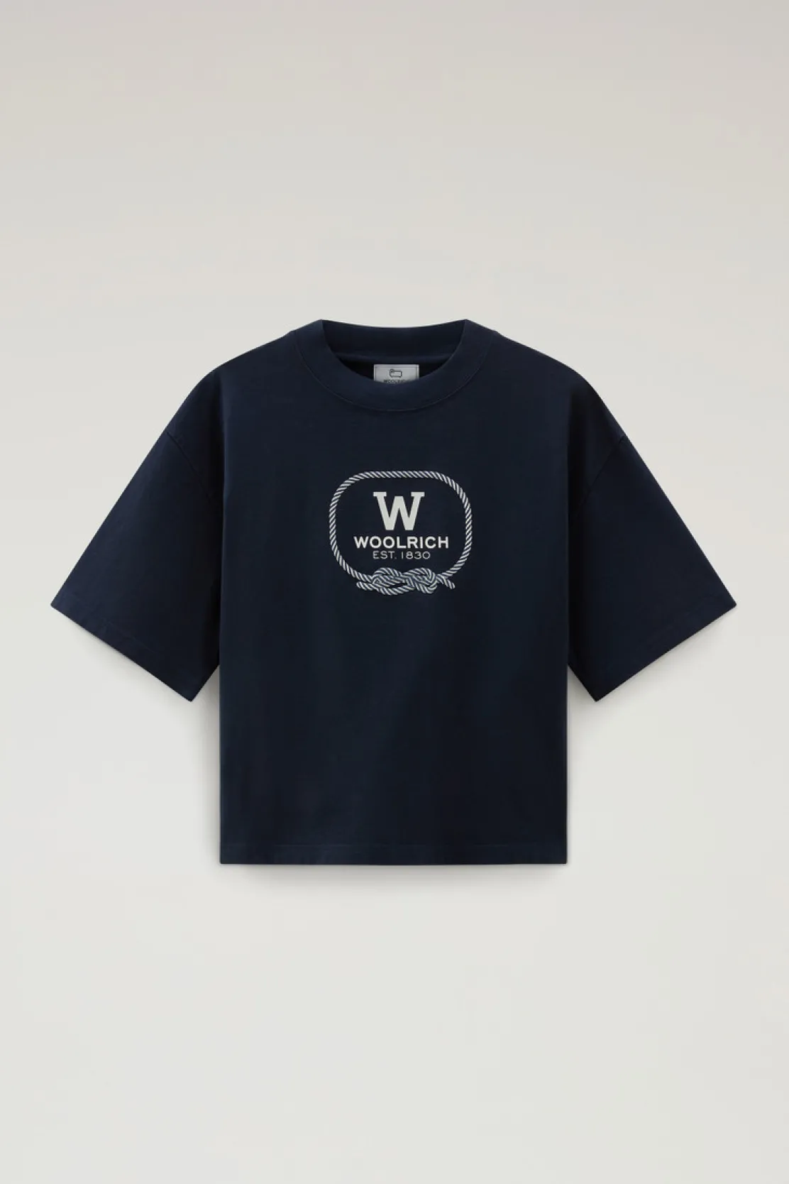 T-shirt e polo>Woolrich T-shirt In Puro Cotone Con Stampa Grafica Melton Blue