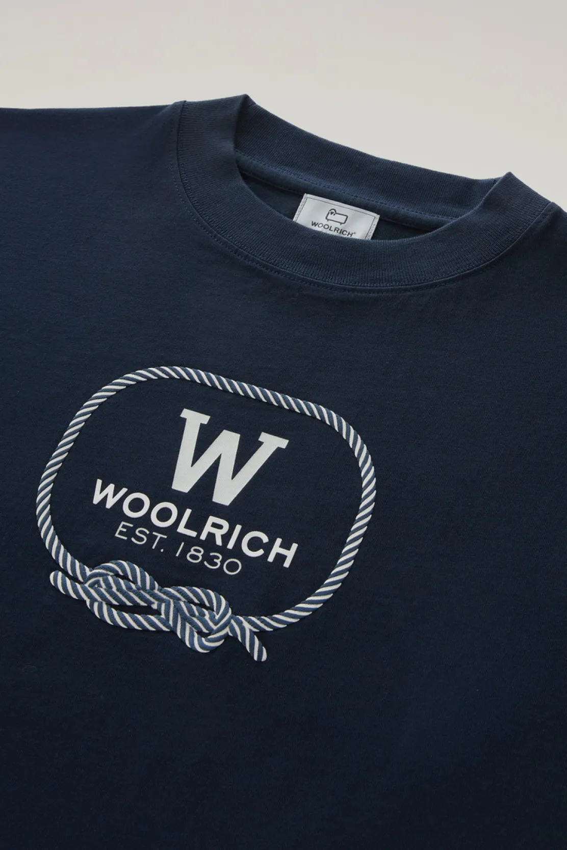 T-shirt e polo>Woolrich T-shirt In Puro Cotone Con Stampa Grafica Melton Blue