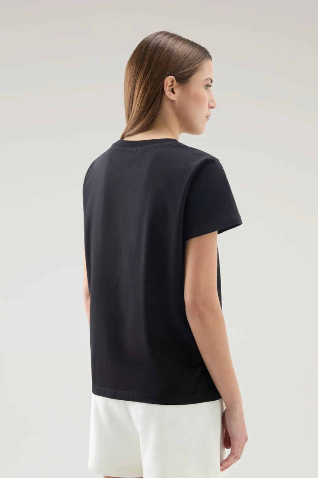 T-shirt e polo>Woolrich T-shirt In Puro Cotone Con Logo Ricamato Black