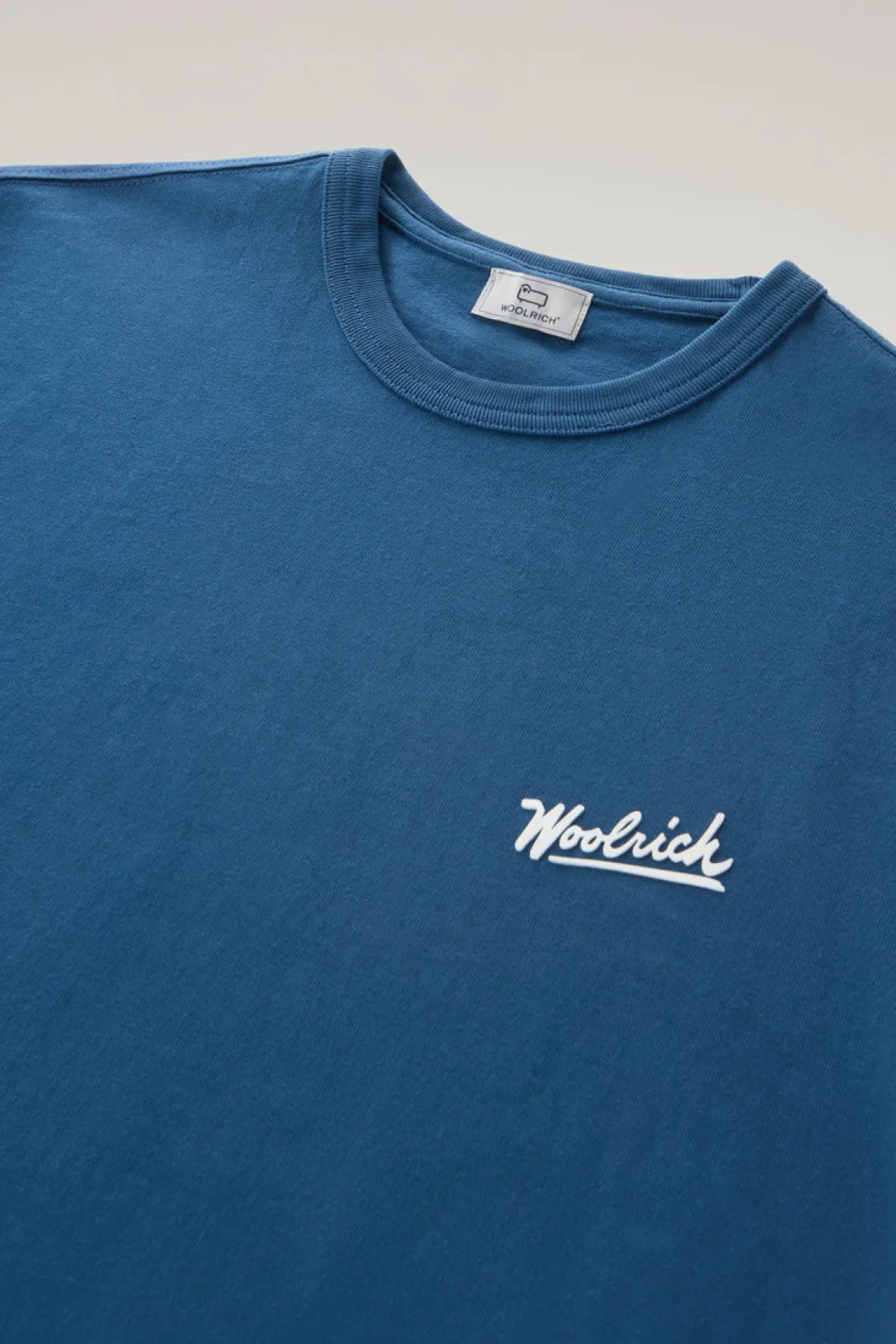 T-shirt>Woolrich T-shirt In Puro Cotone Con Grafica Western Sul Retro Blue Lobster