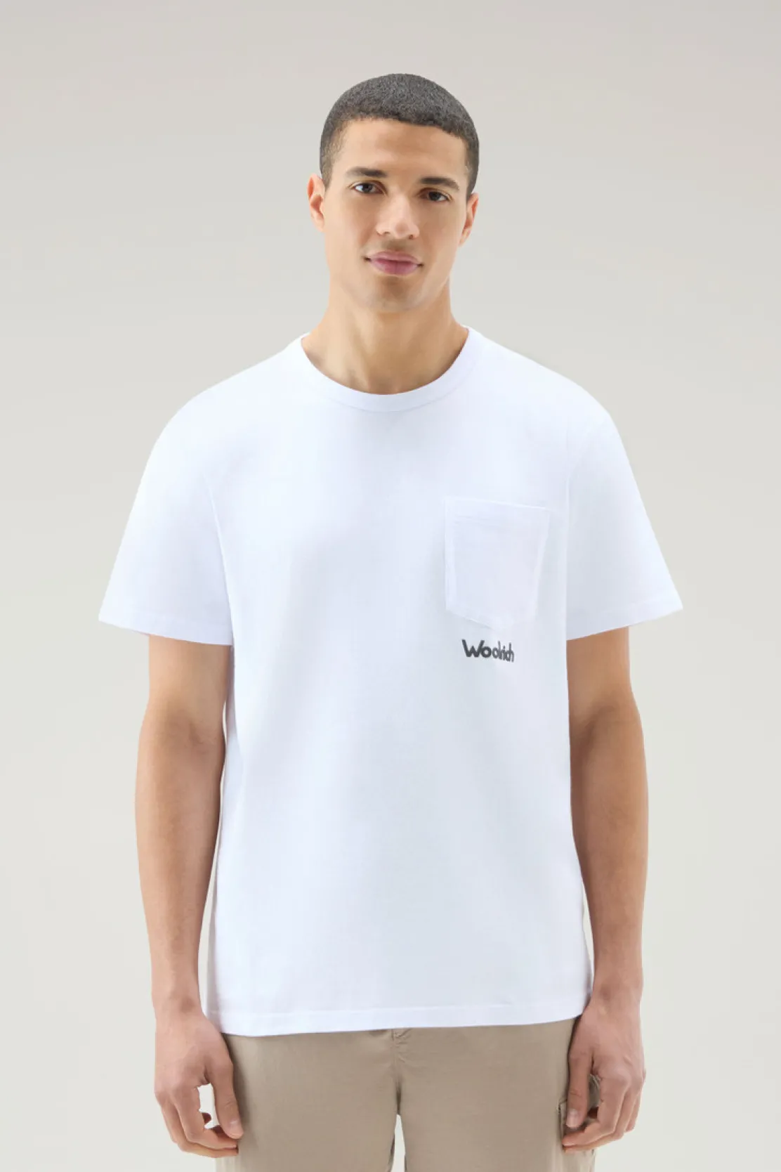 T-shirt>Woolrich T-shirt In Puro Cotone Con Stampa Trail Bright White