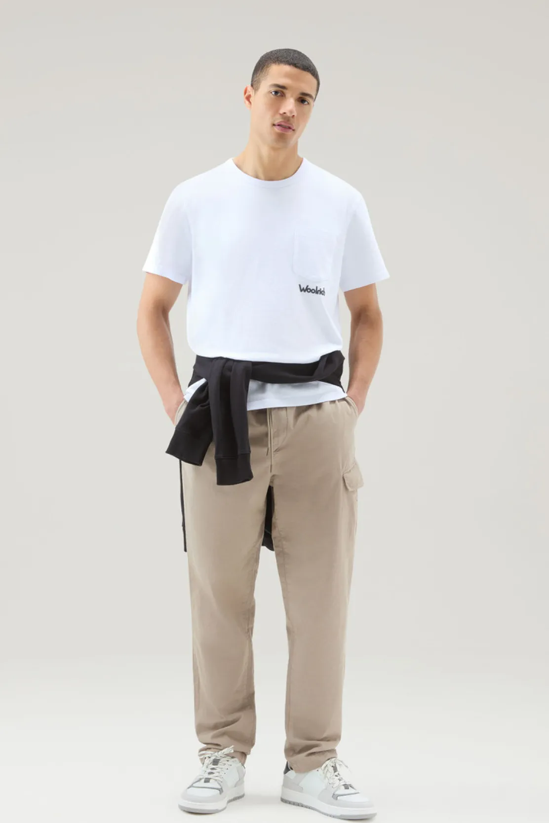 T-shirt>Woolrich T-shirt In Puro Cotone Con Stampa Trail Bright White