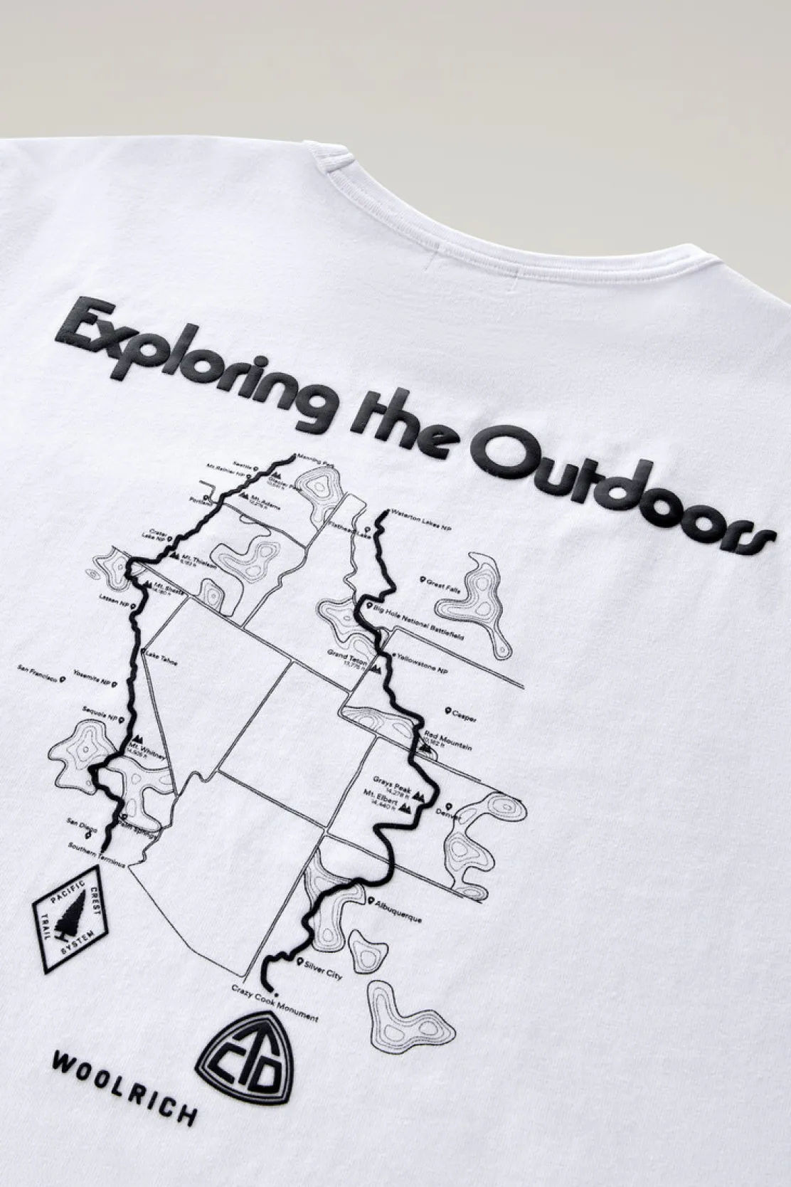 T-shirt>Woolrich T-shirt In Puro Cotone Con Stampa Trail Bright White