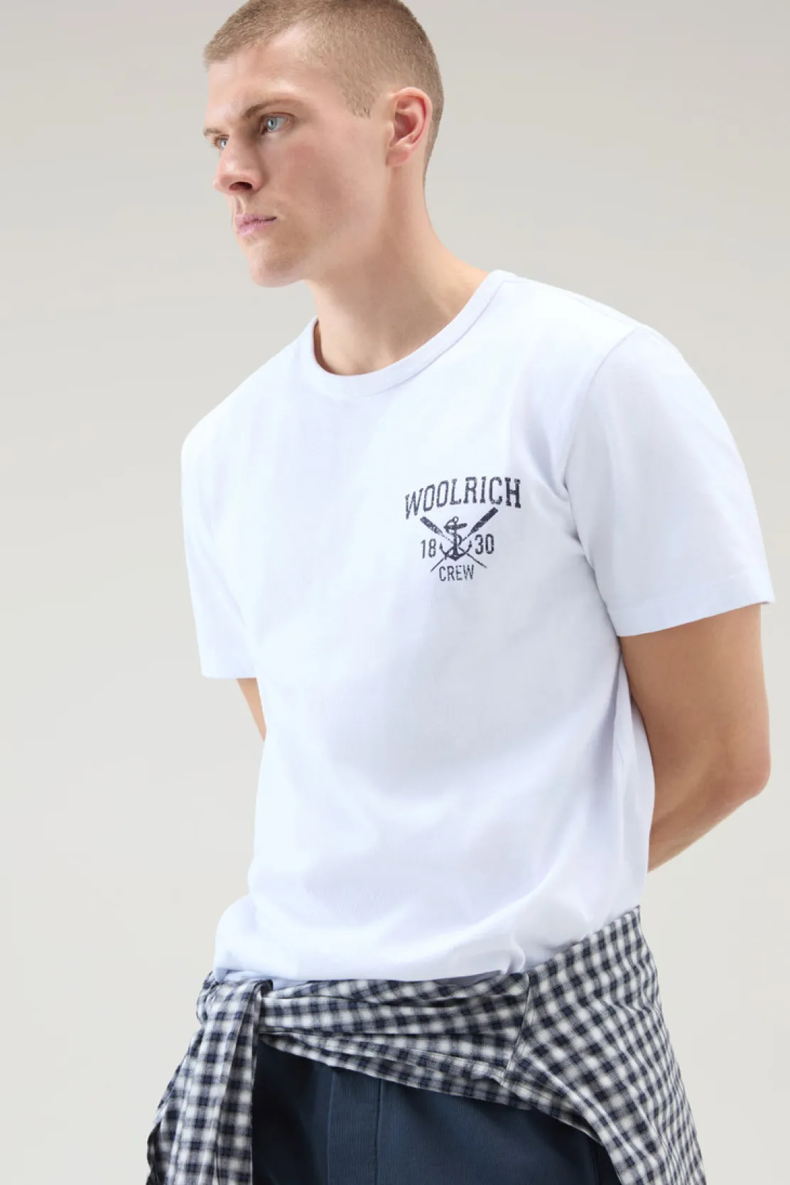 T-shirt>Woolrich T-shirt In Puro Cotone Con Stampa Nautica Bright White
