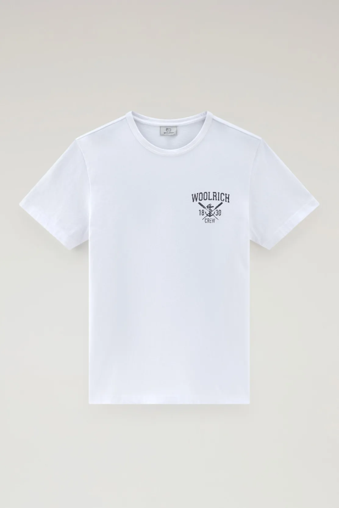 T-shirt>Woolrich T-shirt In Puro Cotone Con Stampa Nautica Bright White