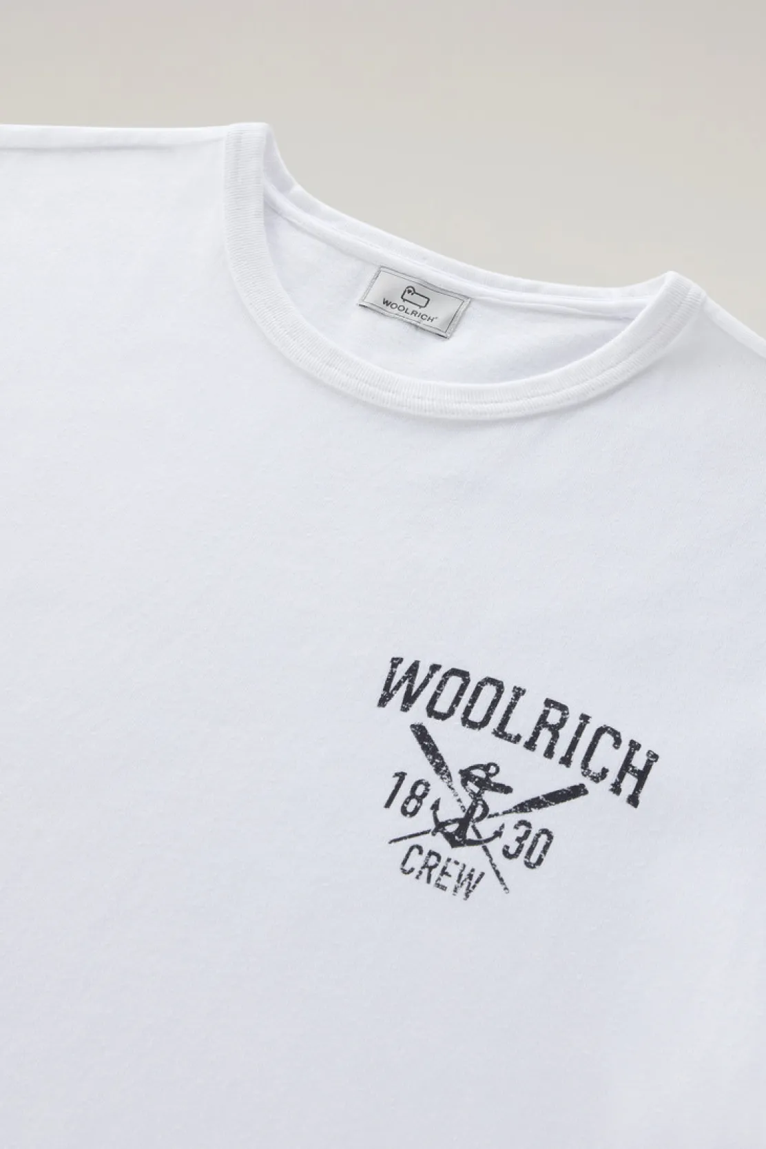 T-shirt>Woolrich T-shirt In Puro Cotone Con Stampa Nautica Bright White