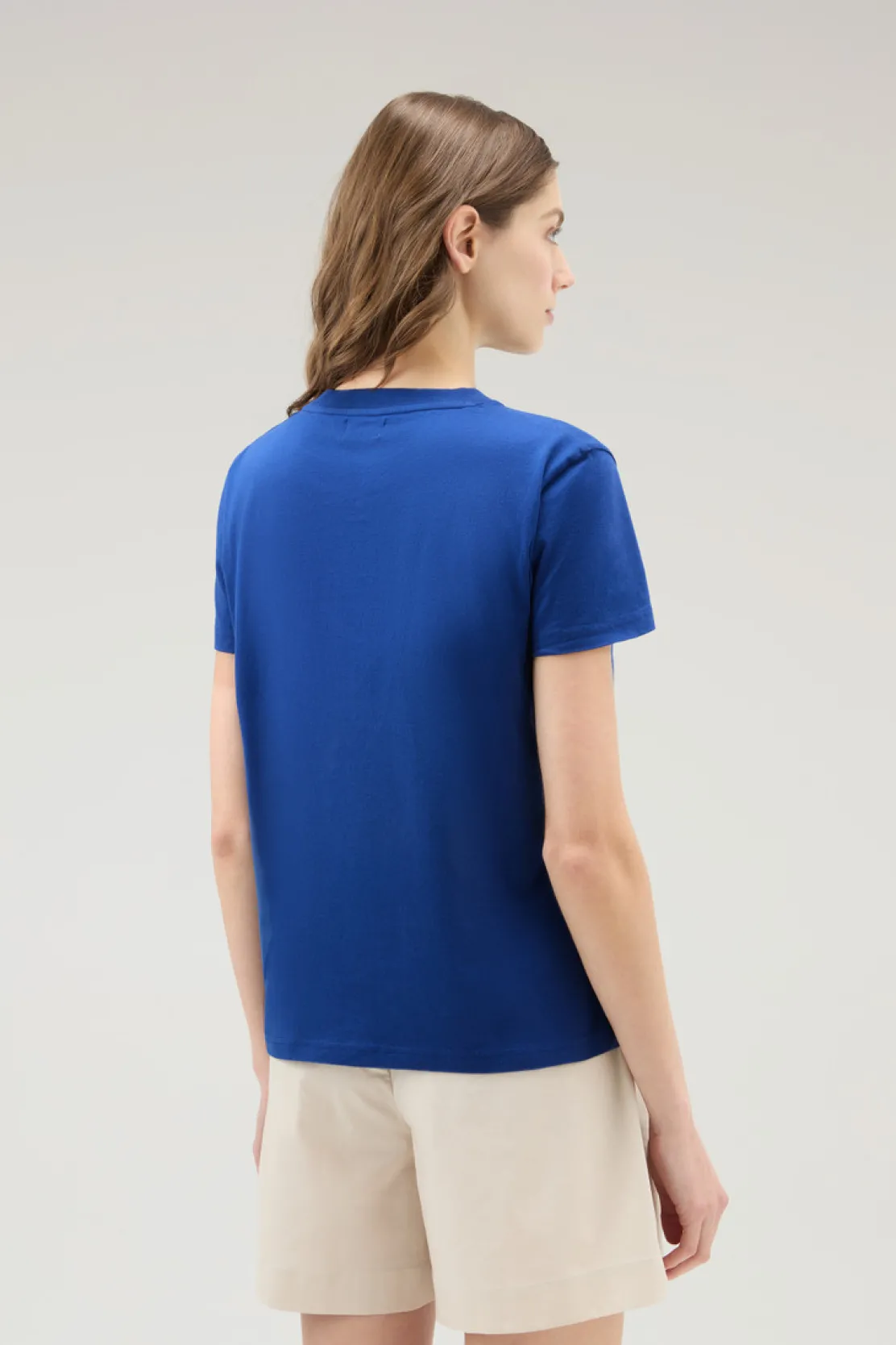 T-shirt e polo>Woolrich T-shirt In Puro Cotone Con Logo Ricamato Twilight Blue
