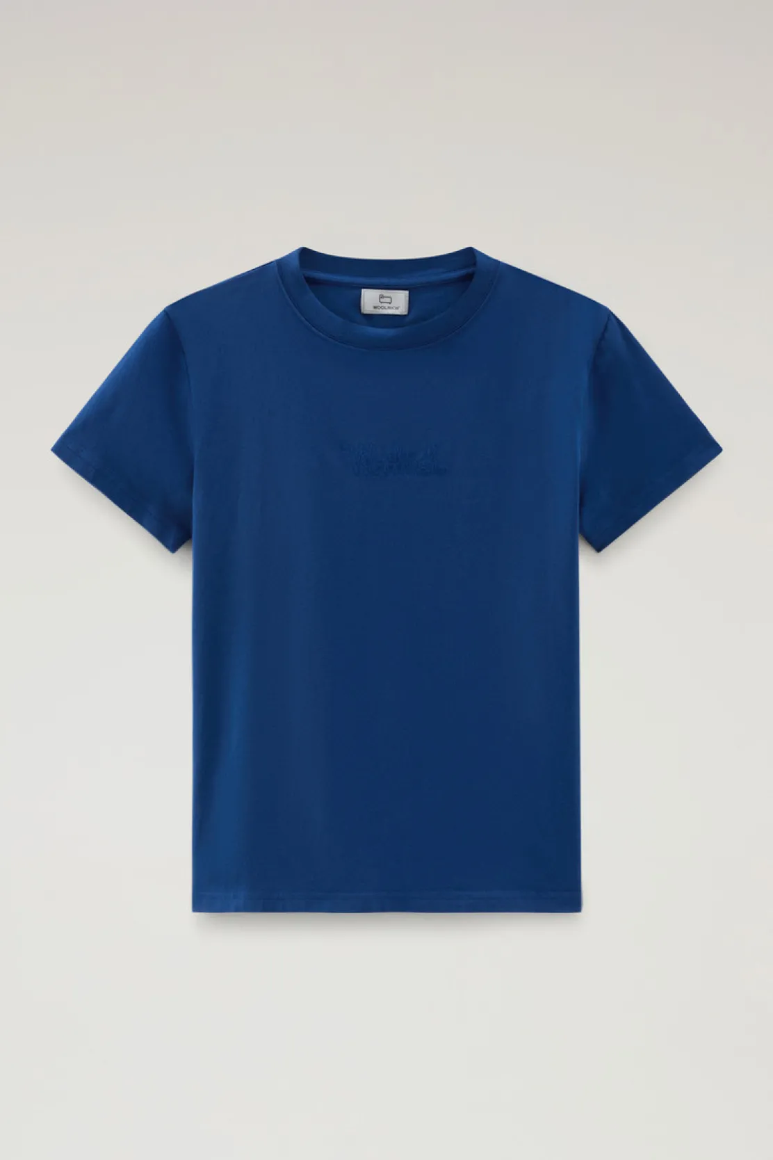 T-shirt e polo>Woolrich T-shirt In Puro Cotone Con Logo Ricamato Twilight Blue