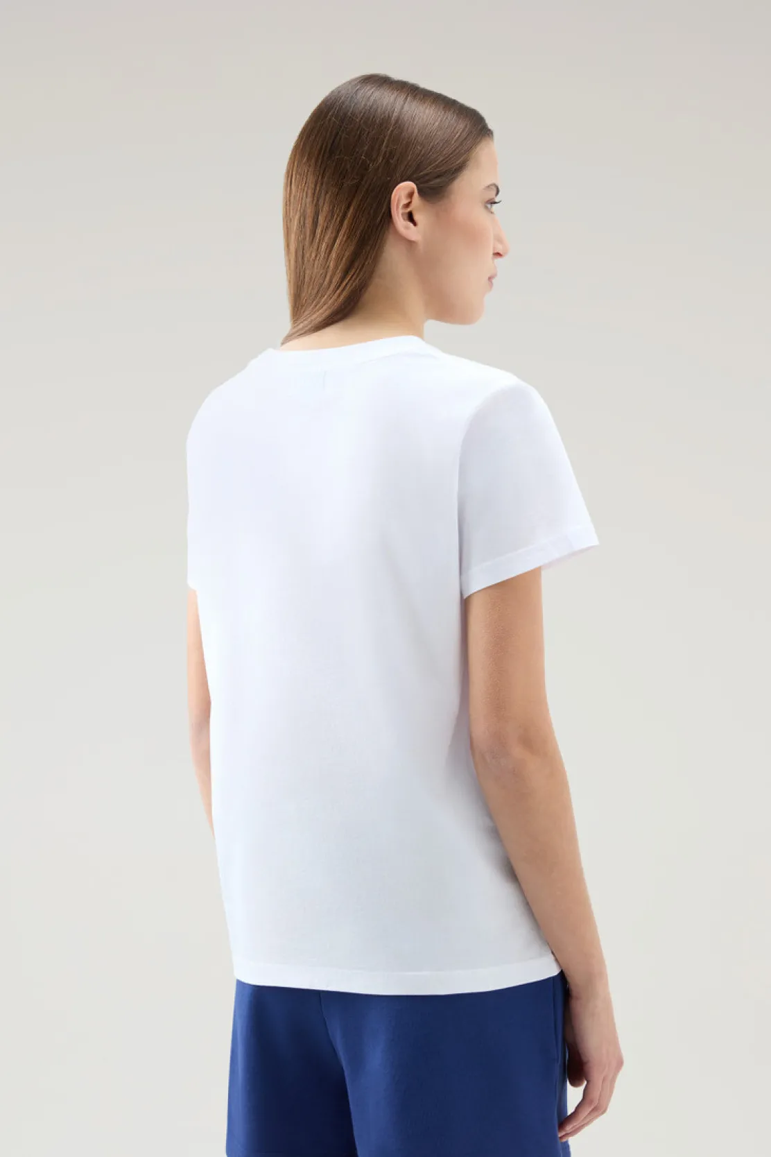 T-shirt e polo>Woolrich T-shirt In Puro Cotone Con Logo Ricamato Bright White