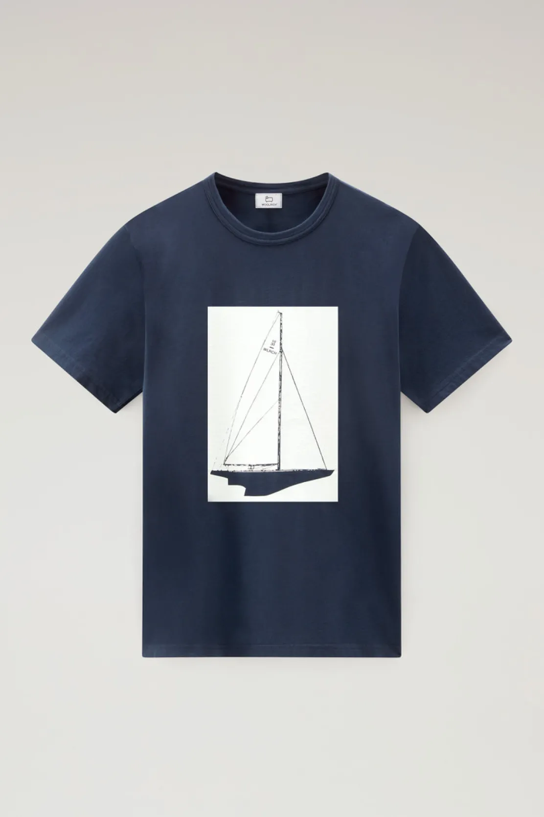 T-shirt>Woolrich T-shirt In Puro Cotone Con Stampa Nautica Melton Blue