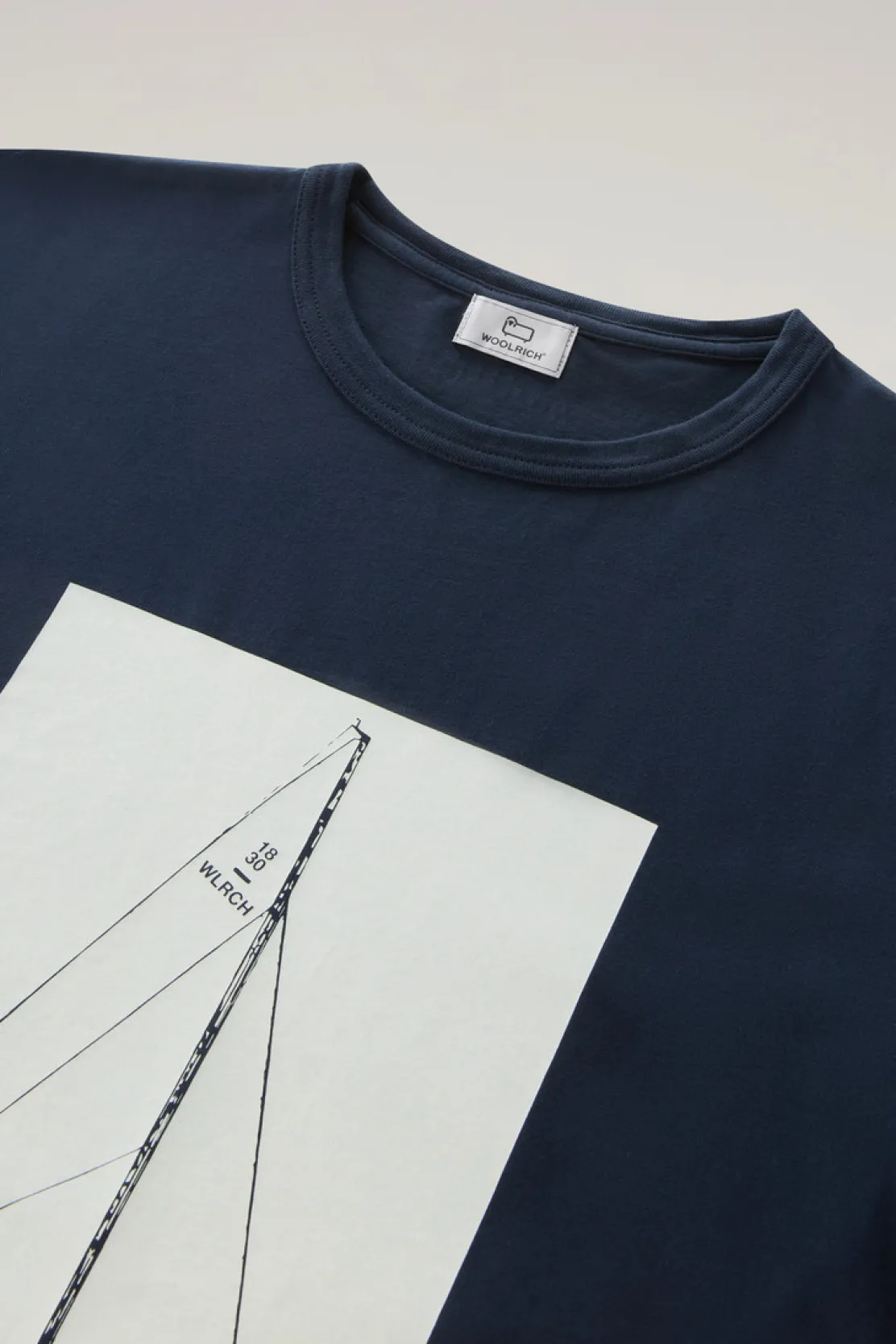T-shirt>Woolrich T-shirt In Puro Cotone Con Stampa Nautica Melton Blue
