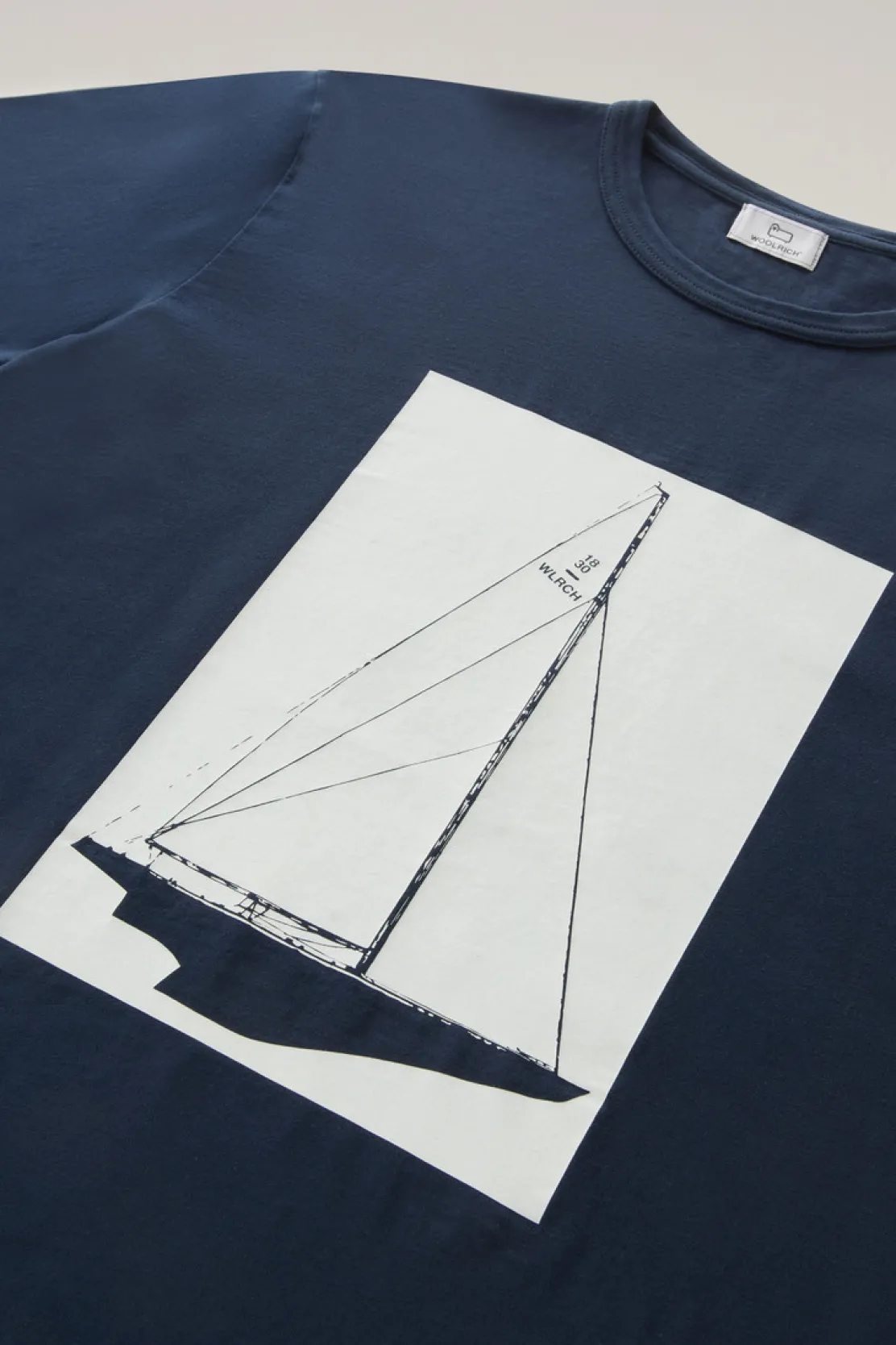 T-shirt>Woolrich T-shirt In Puro Cotone Con Stampa Nautica Melton Blue