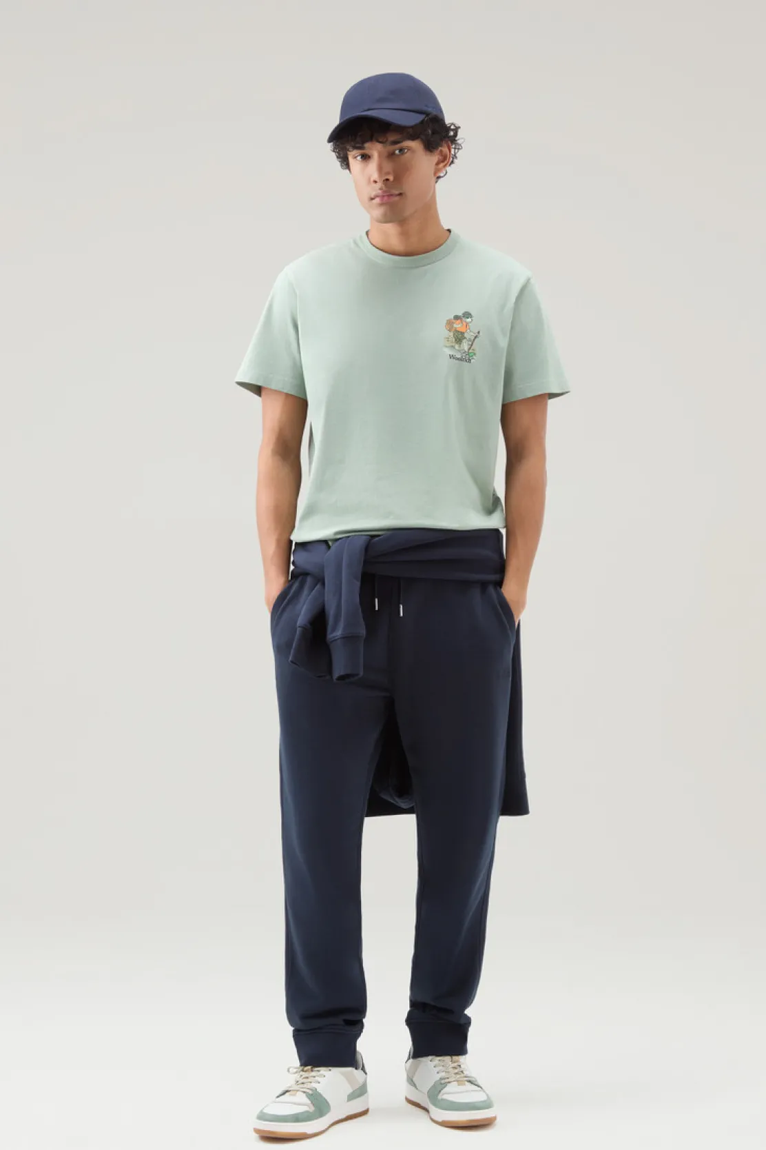 T-shirt>Woolrich T-shirt In Puro Cotone Con Stampa Grafica Sage