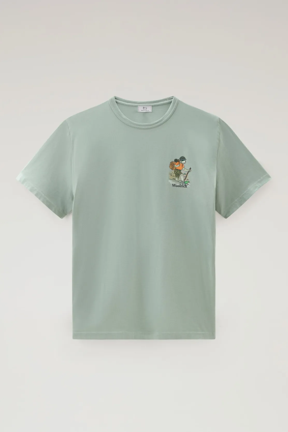 T-shirt>Woolrich T-shirt In Puro Cotone Con Stampa Grafica Sage
