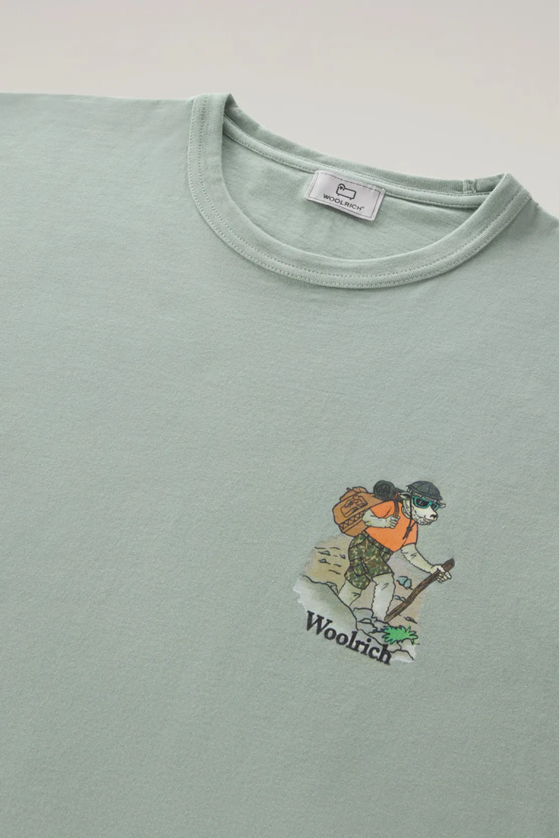 T-shirt>Woolrich T-shirt In Puro Cotone Con Stampa Grafica Sage