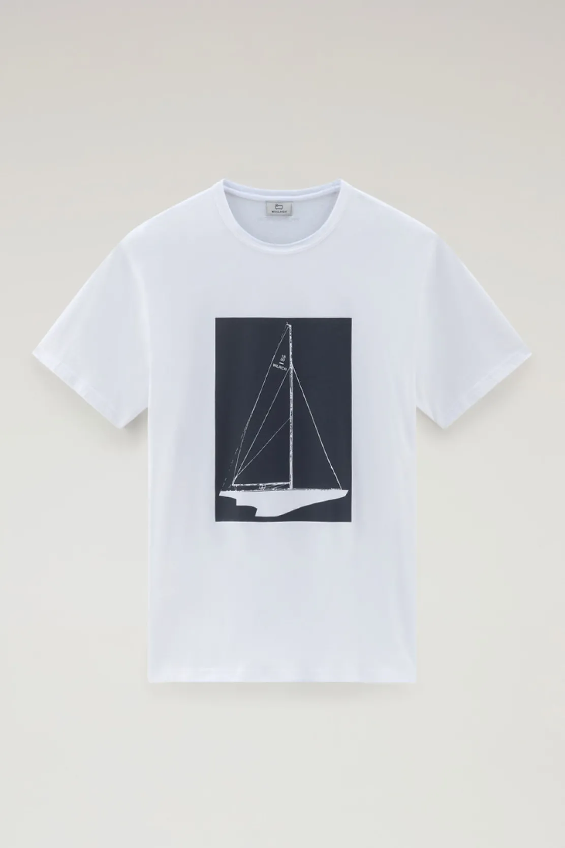 T-shirt>Woolrich T-shirt In Puro Cotone Con Stampa Nautica Bright White