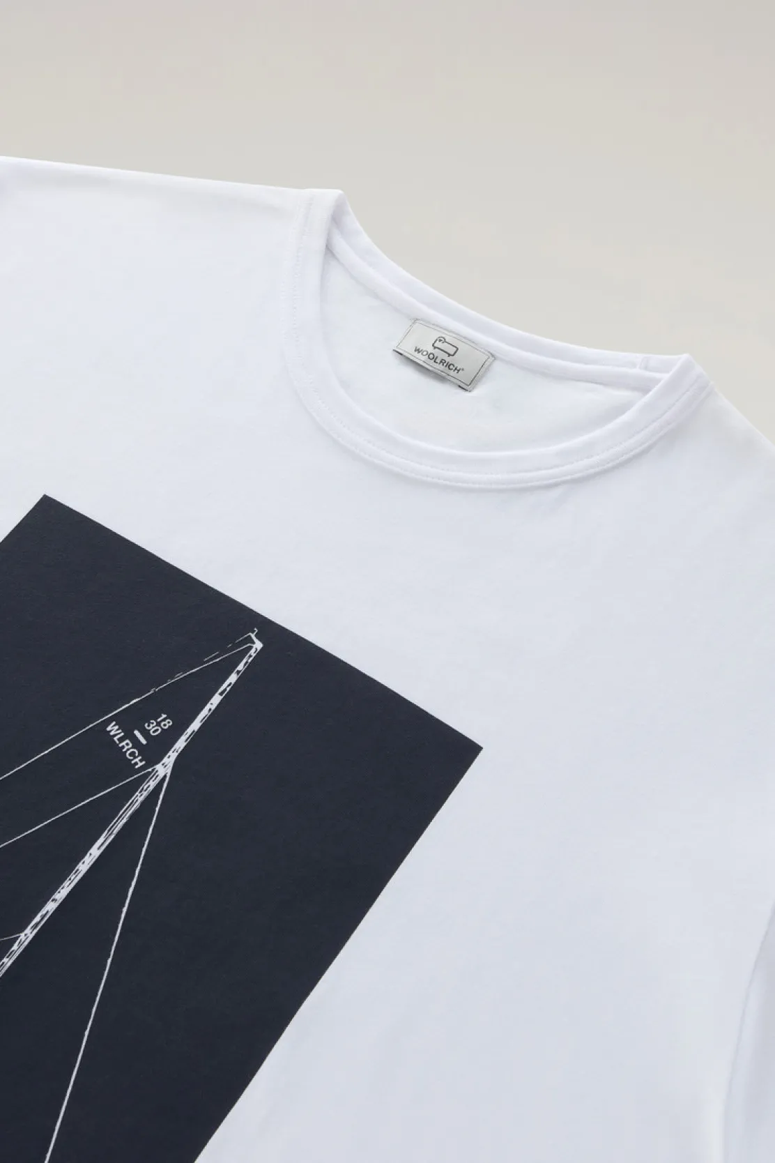 T-shirt>Woolrich T-shirt In Puro Cotone Con Stampa Nautica Bright White