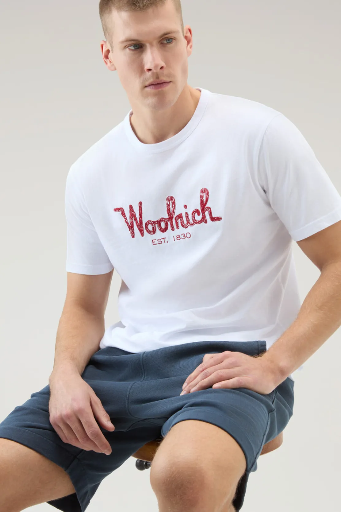 T-shirt>Woolrich T-shirt In Puro Cotone Con Ricamo Bright White