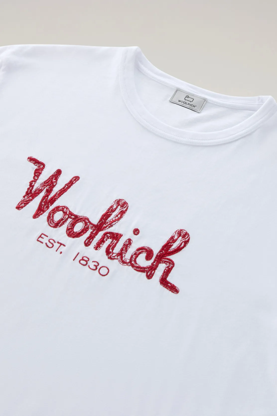 T-shirt>Woolrich T-shirt In Puro Cotone Con Ricamo Bright White