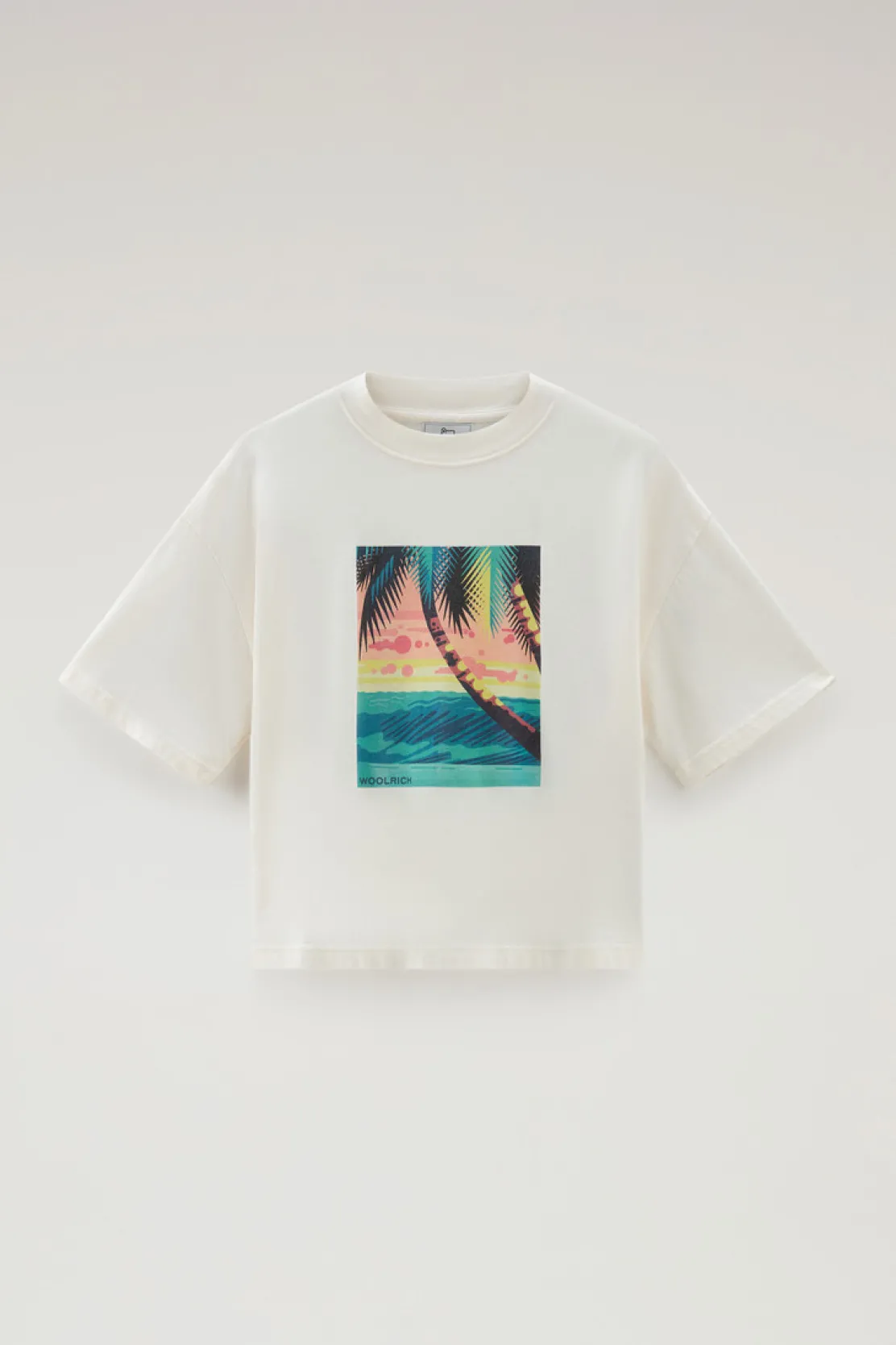 T-shirt e polo>Woolrich T-shirt In Puro Cotone Con Stampa Grafica Plaster White