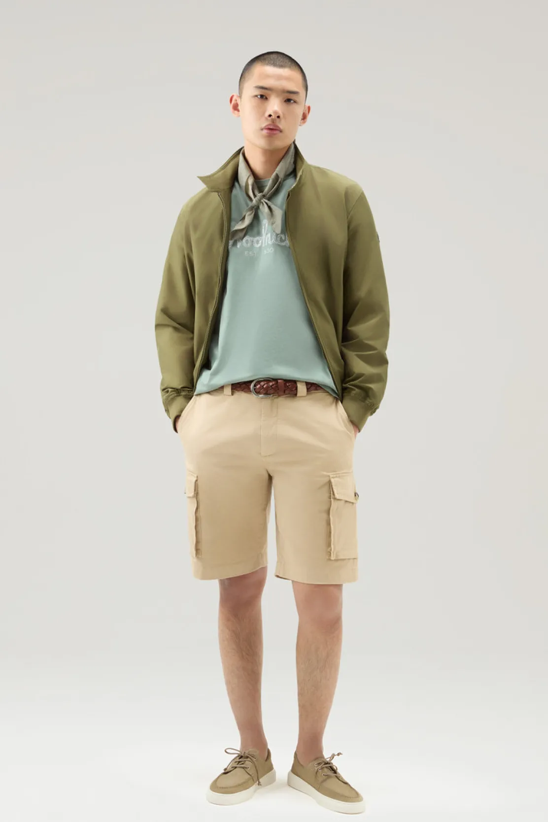 T-shirt>Woolrich T-shirt In Puro Cotone Con Ricamo Sage