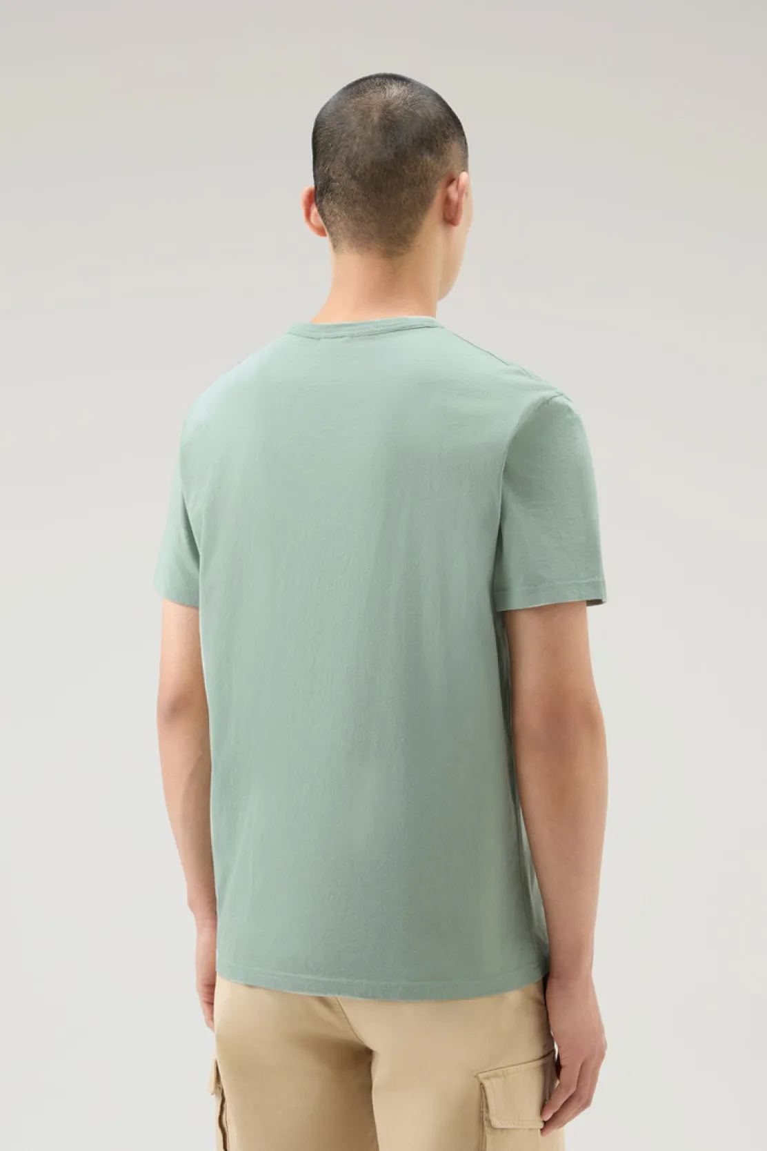 T-shirt>Woolrich T-shirt In Puro Cotone Con Ricamo Sage