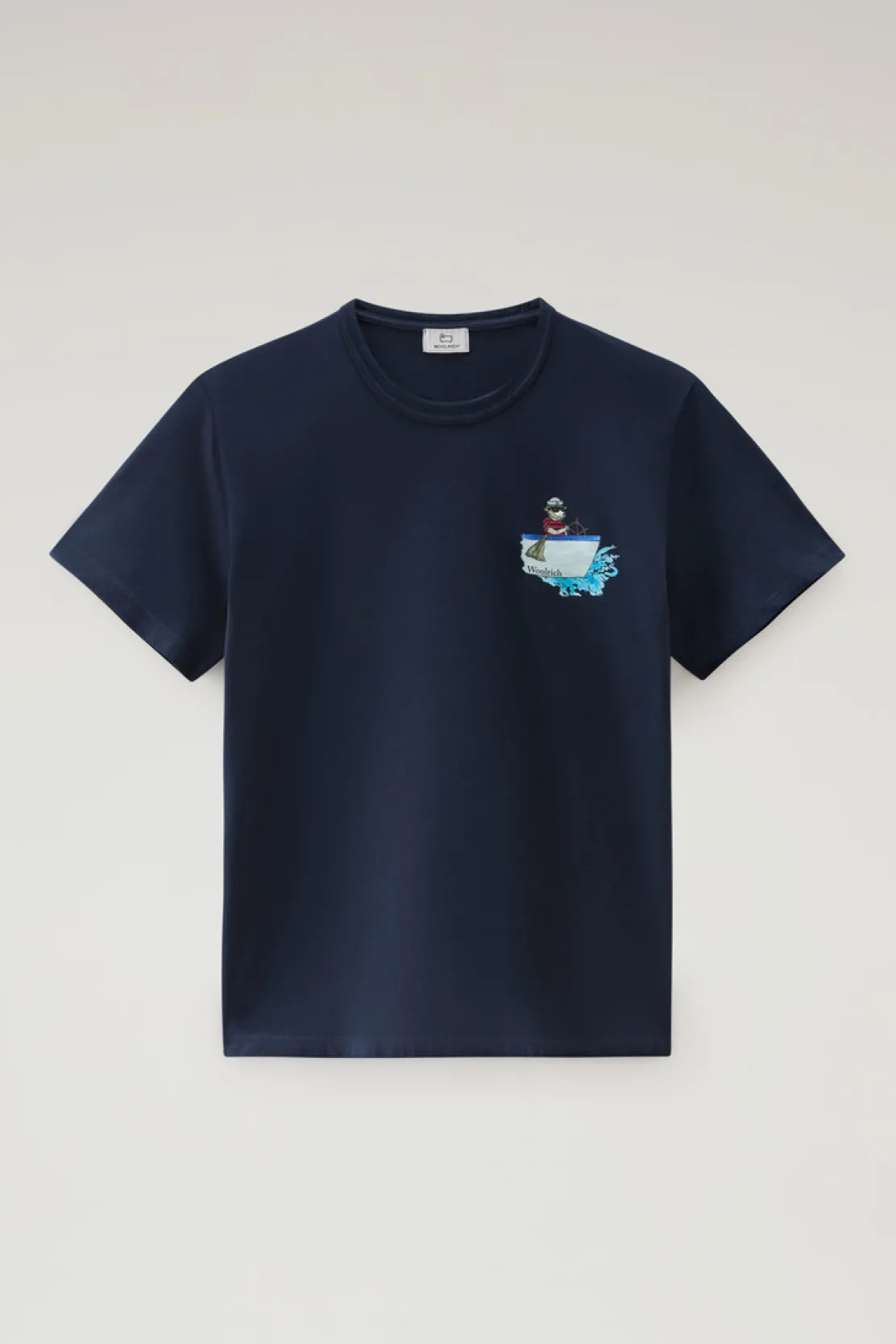 T-shirt>Woolrich T-shirt In Puro Cotone Con Stampa Grafica Melton Blue